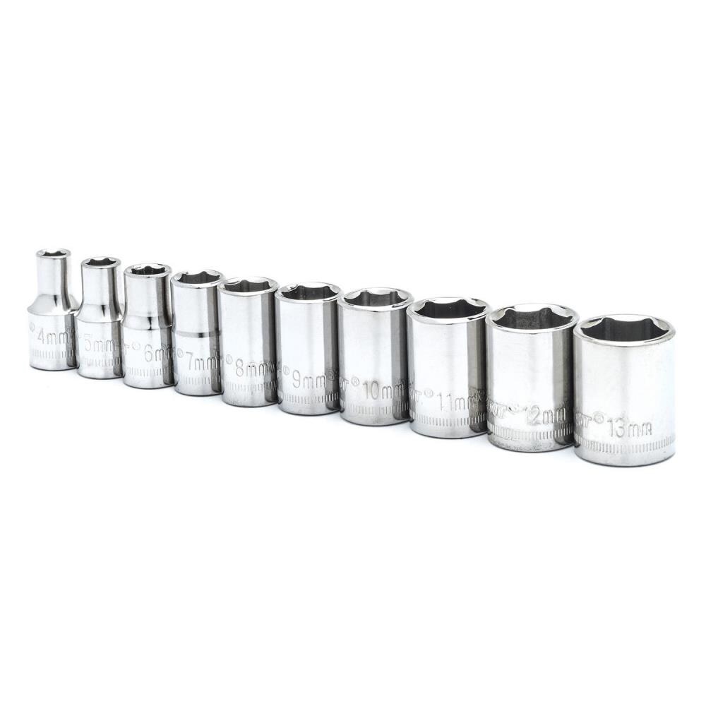 Crescent CSAS9N 10-Piece Metric 1/4-in Drive 6-point Set Shallow Socket Set