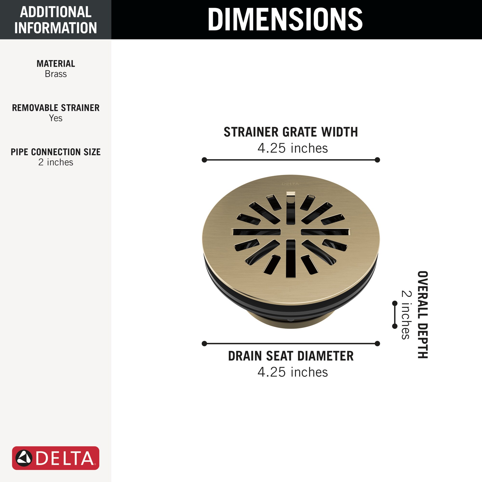 Delta 4-in Tile-In Brass Round Shower Drain In Champagne Bronze in the Shower  Drains department at