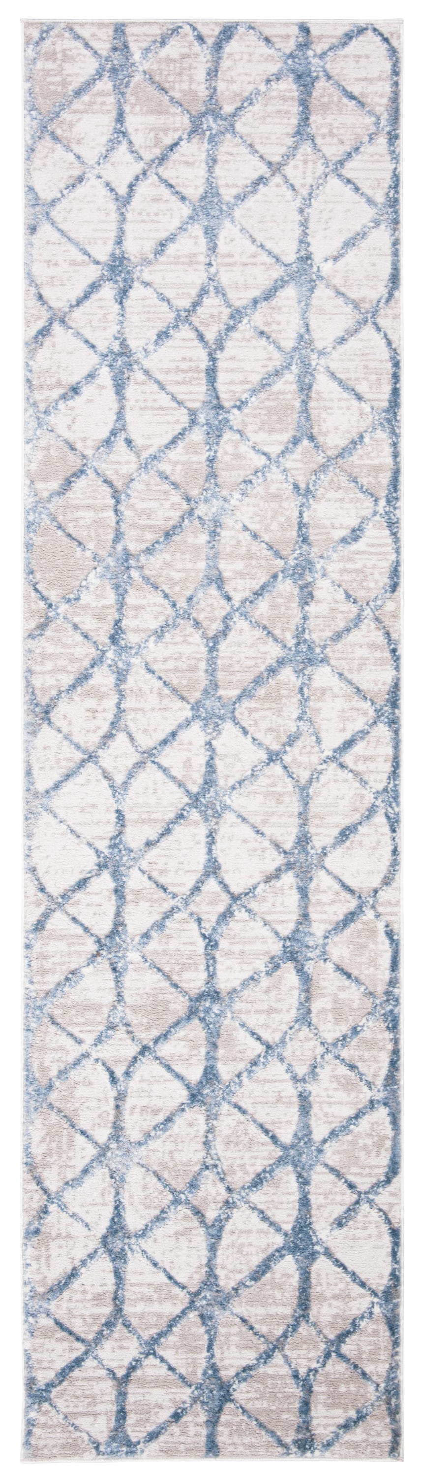 Hand-Knotted Grey/Blue Synthetic Easy-Care Area Rug