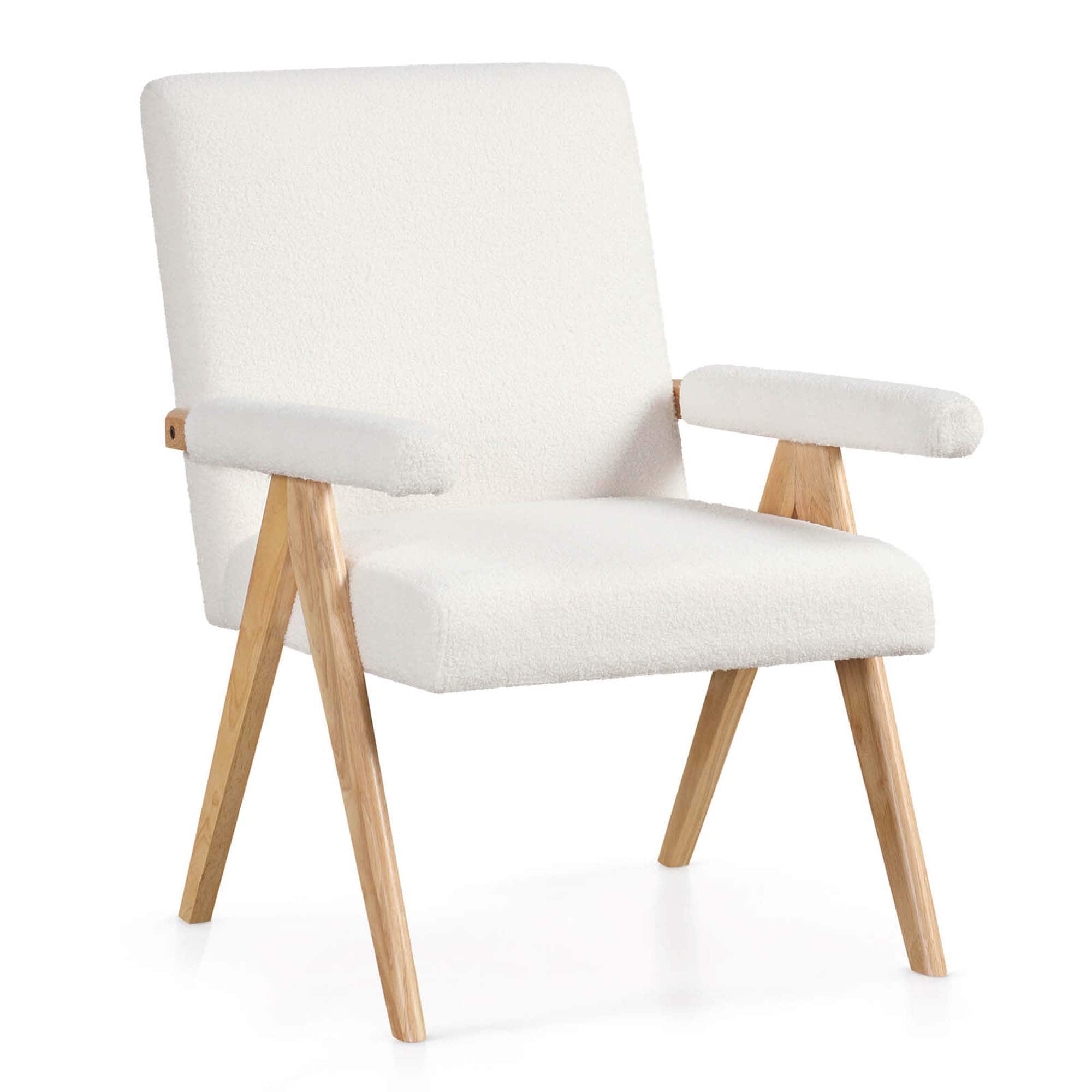 Costway HCST04285 Modern Beige + Natural Accent Chair