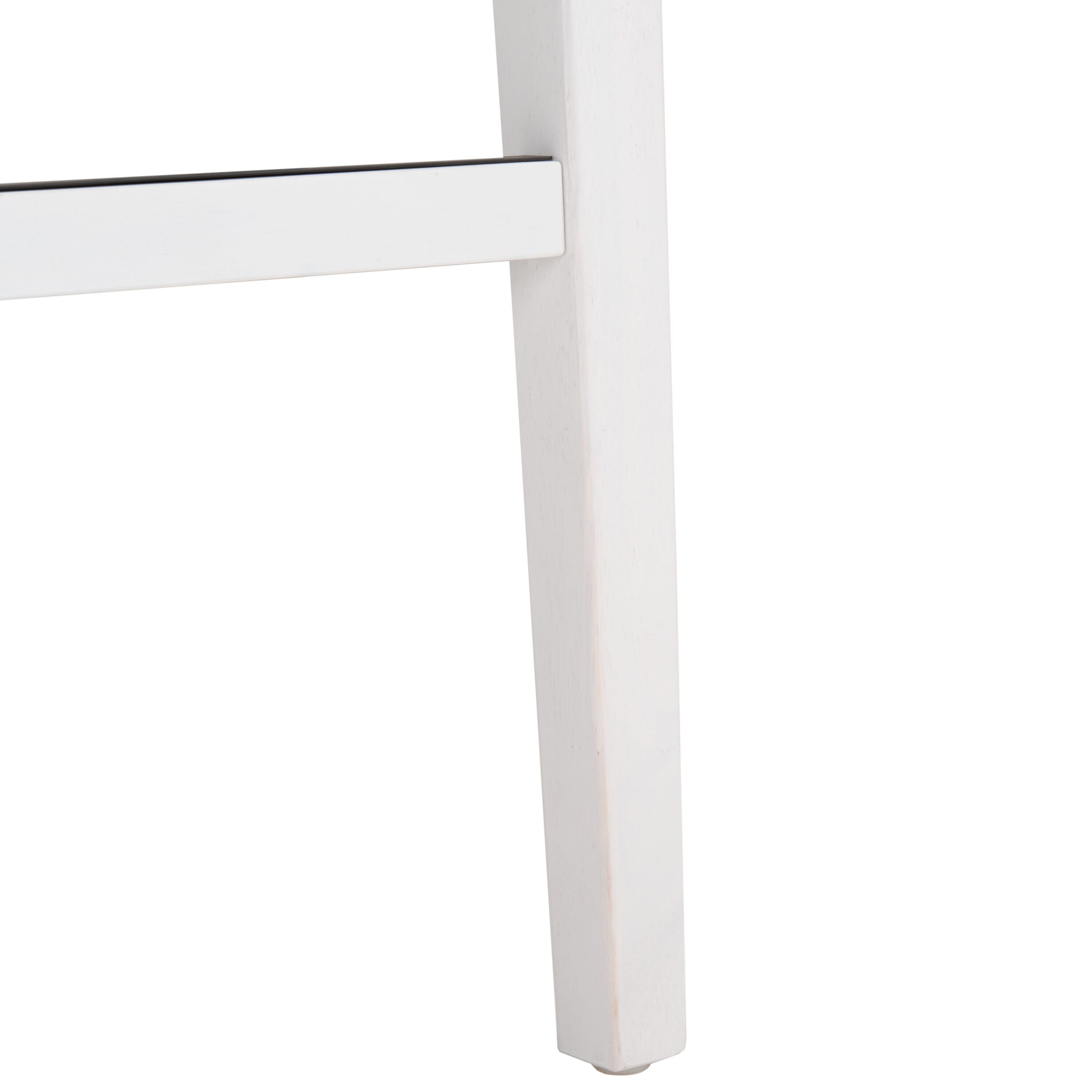 White and Natural Wood Cane Counter Stool with Cushion