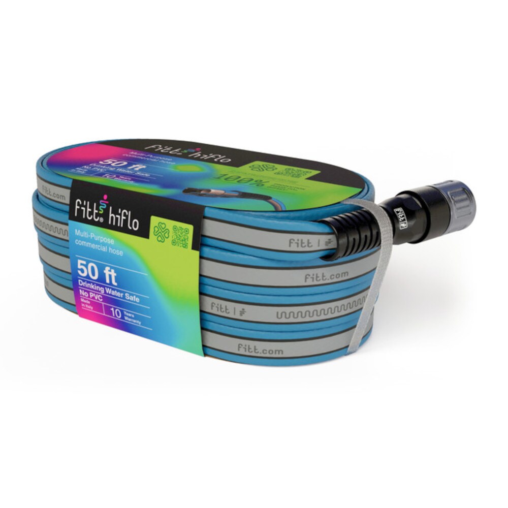 FITT HIFLO 1/2-in x 50-ft Medium -Duty Kink Free Hybrid polymer Blue Flat Hose