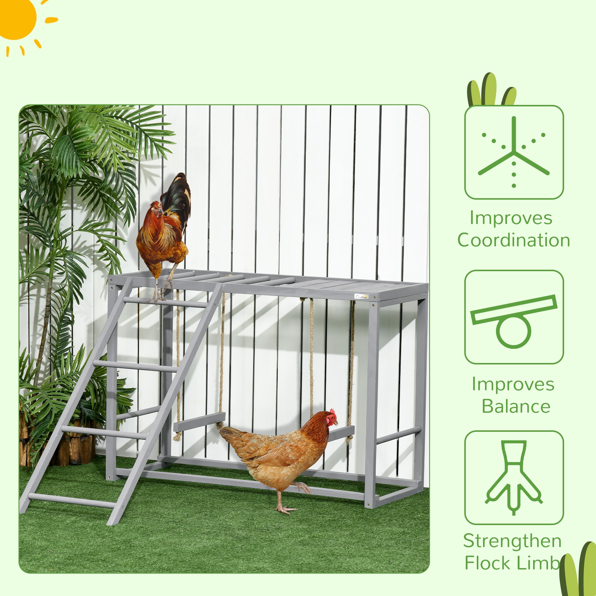 PawHut D51-351V00GY Chicken-Coops-Rabbit-Hutches - View #6