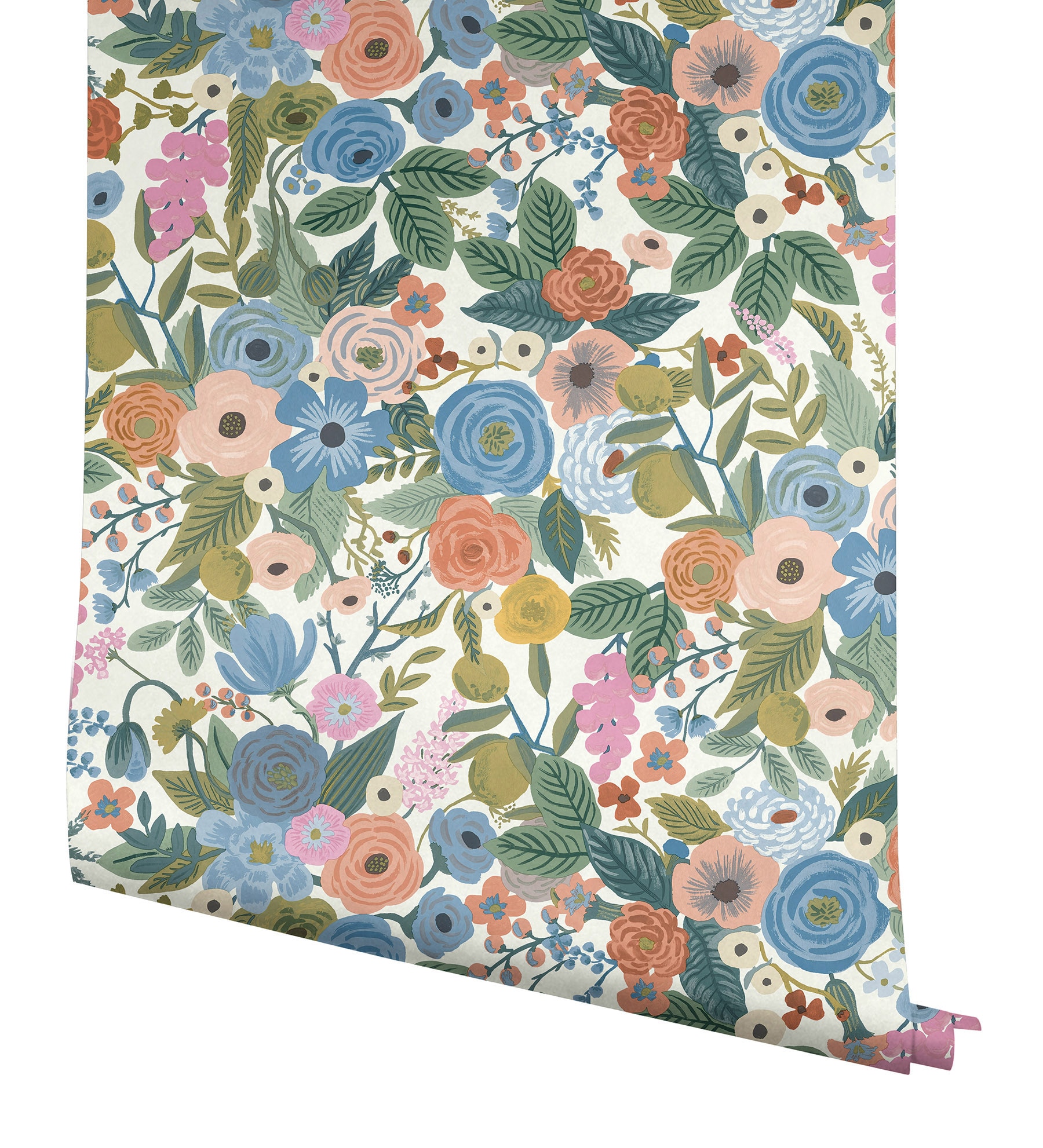 Rifle Paper PSW1485RL 45-Sq. Feet Cobalt Multi Non-woven Floral Self-adhesive Peel and Stick Wallpaper