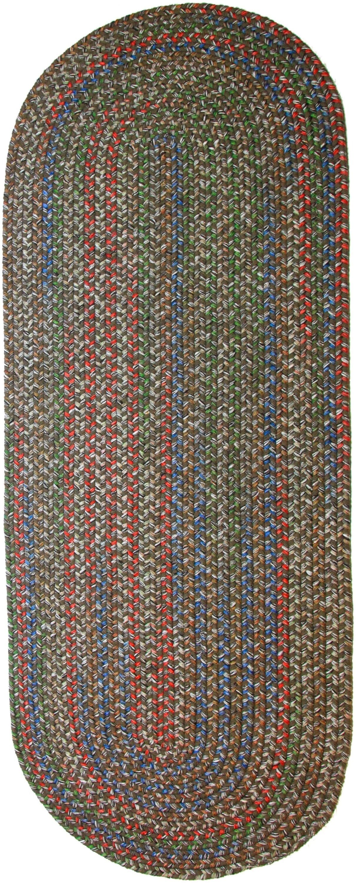 Rhody Rug KA23R024X048 2 x 4 (ft) Braided Polypropylene Dk. Taupe Oval Indoor/Outdoor Geometric Area rug