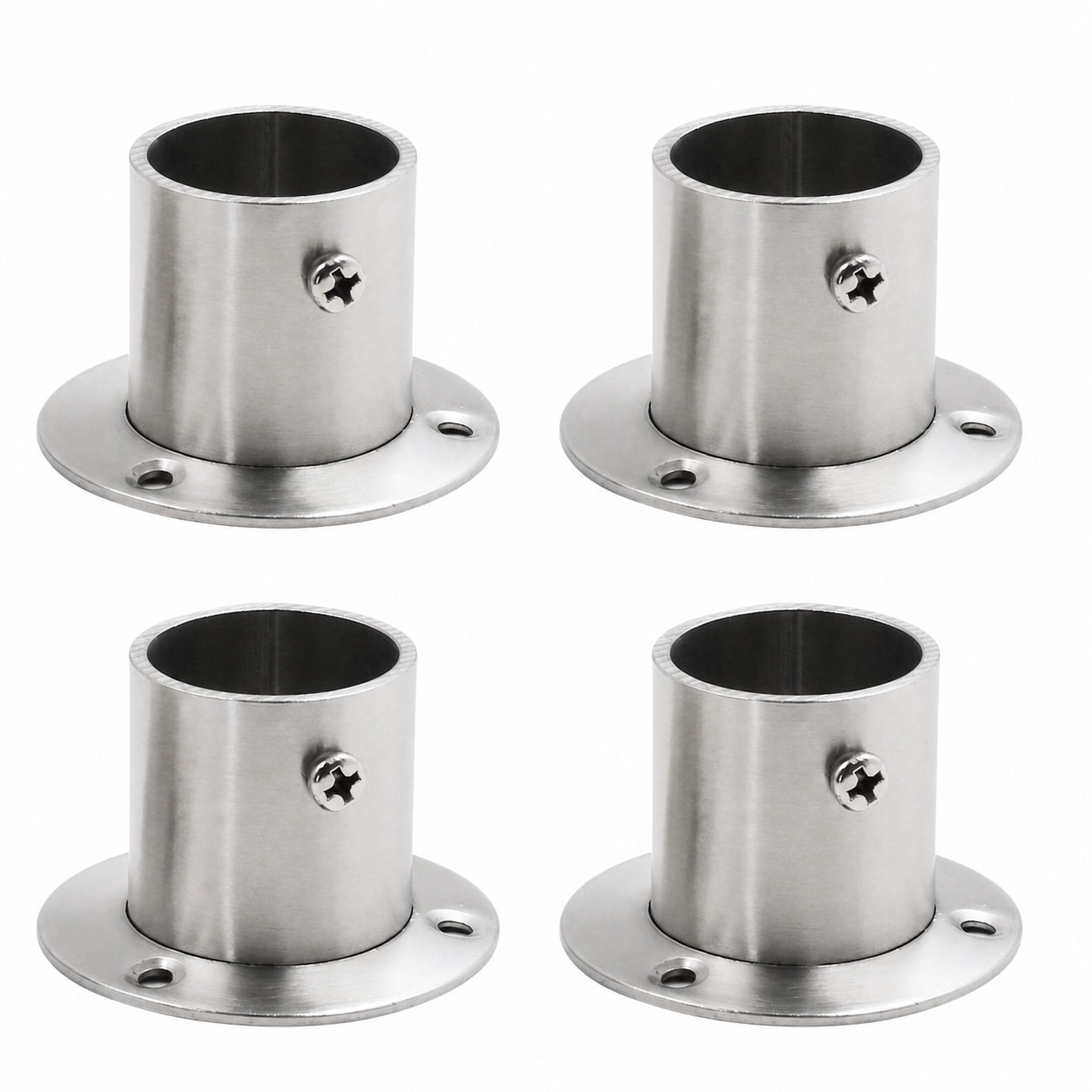 Aoibox  Stainless Steel Closet Rod Flange Socket Bracket for 1 18 to 1 3 in Diameter Poles 4 Pack Wall Mount