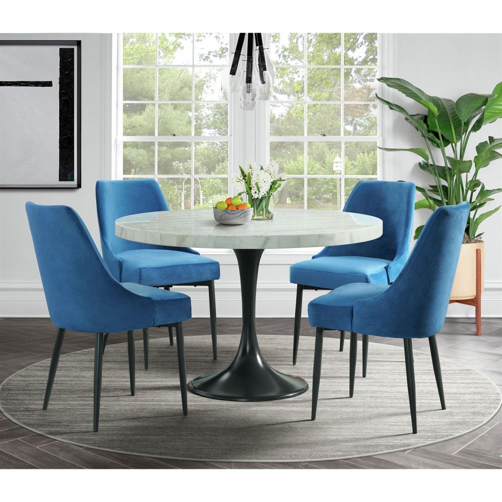 Mardelle Blue Contemporary/Modern Dining Room Set with Round Table (Seats 4) Polyester | - Picket House Furnishings CCS100BL5PC