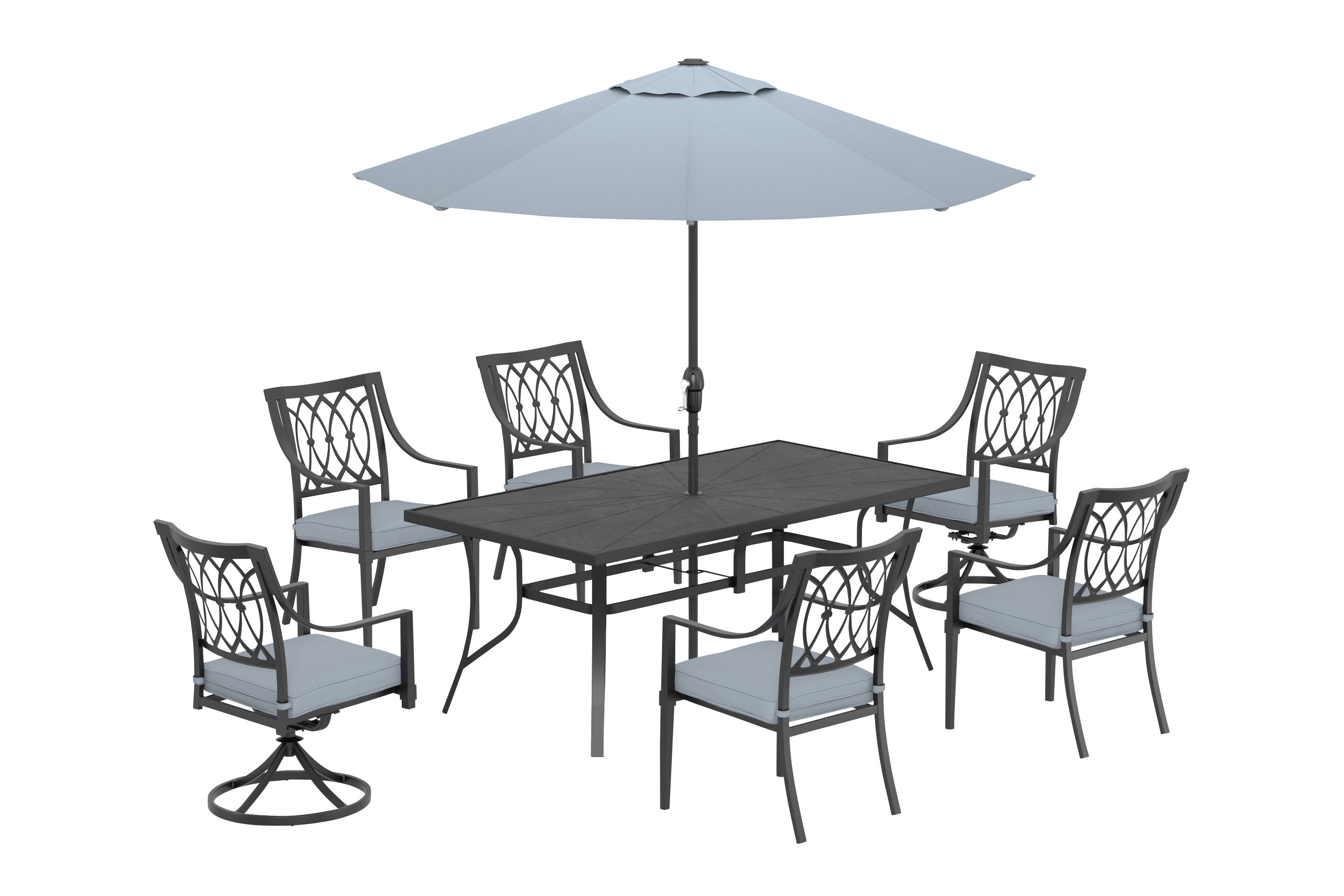 bahama metal 6 seater dining set with parasol