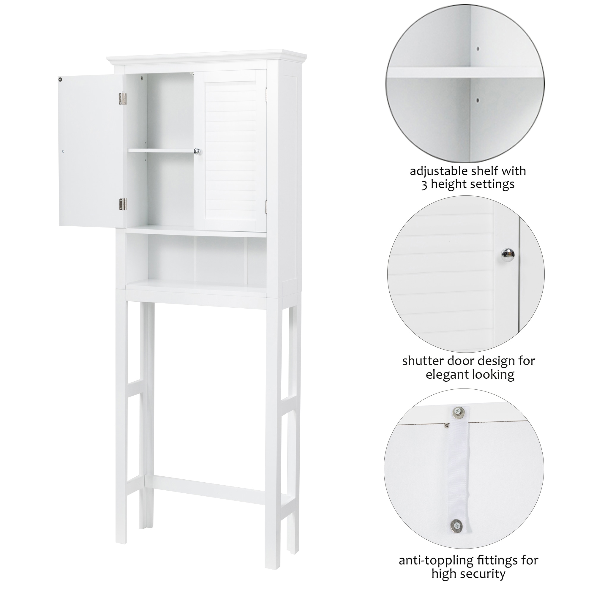 Giantex Over-the-Toilet Storage Cabinet, Freestanding 4-Tier Bathroom Organizer Rack, Espresso