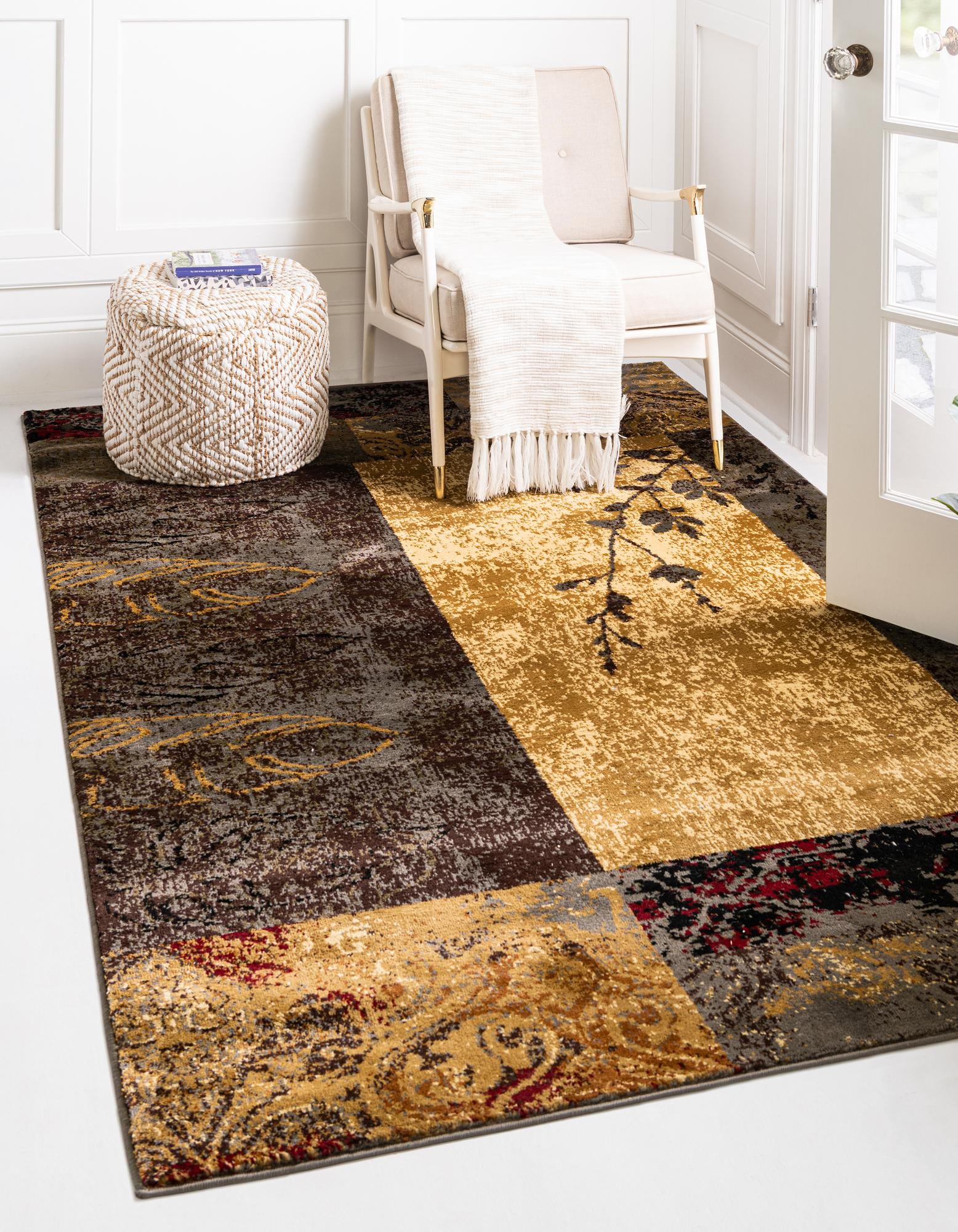 Unique Loom 3190170 Barista 10 x 13 (ft) Loomed Polypropylene Beige Rectangular Indoor Floral/Botanical Area rug