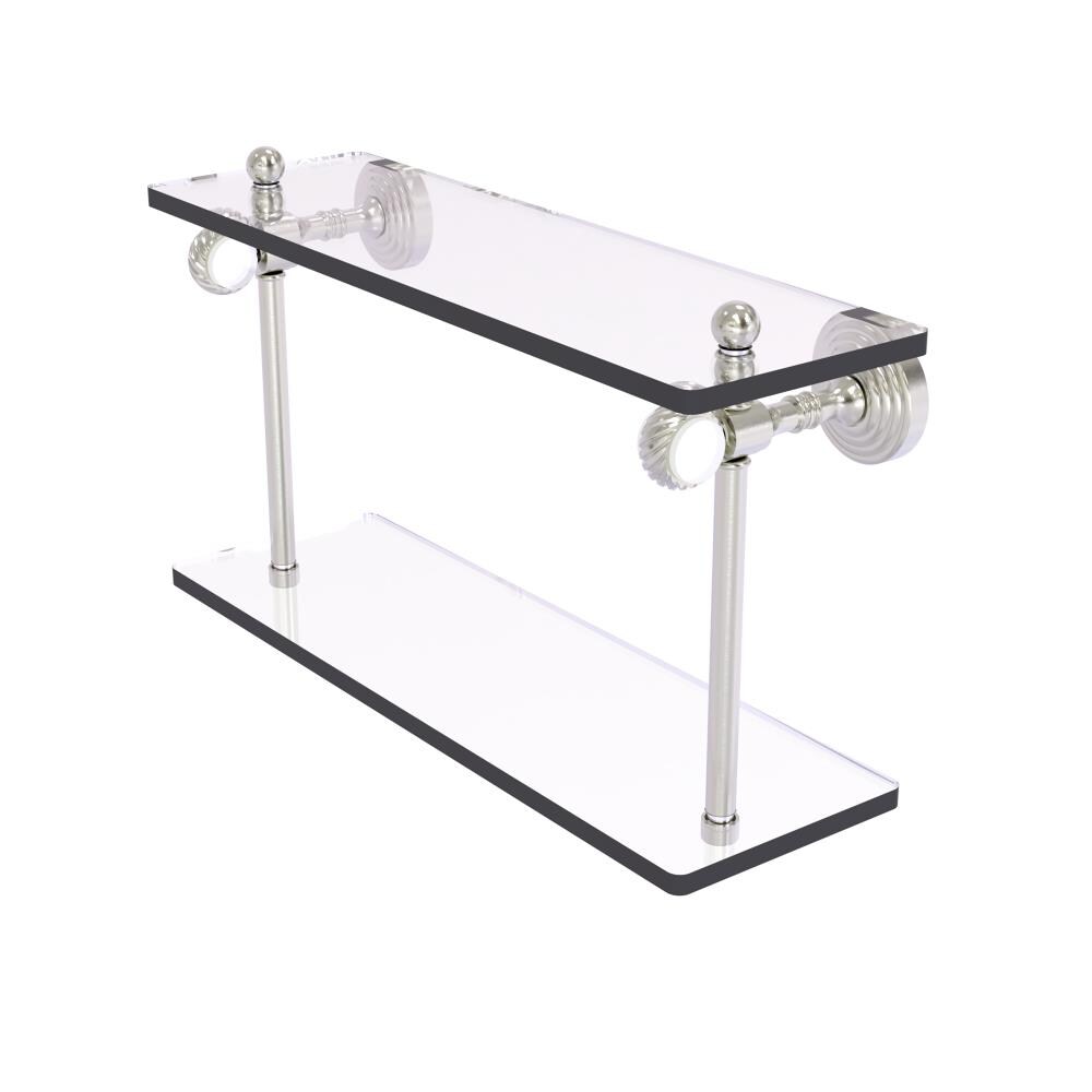 Allied Brass PG-2T-16-SN Pacific Grove Satin Nickel 2 -Tier Wall mount Bathroom Shelf ( 16-in x 9.3-in x 5-in )