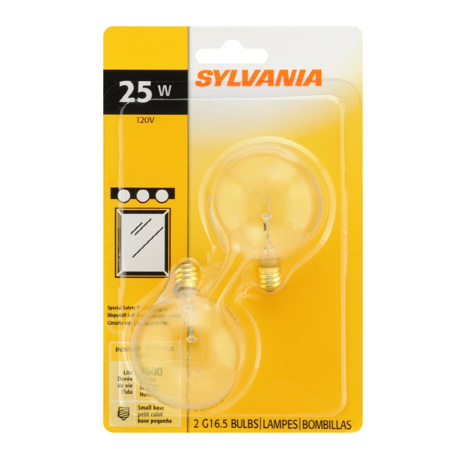 SYLVANIA 2-Pack 25-Watt G16.5 Candelabra Base Soft White Decorative ...