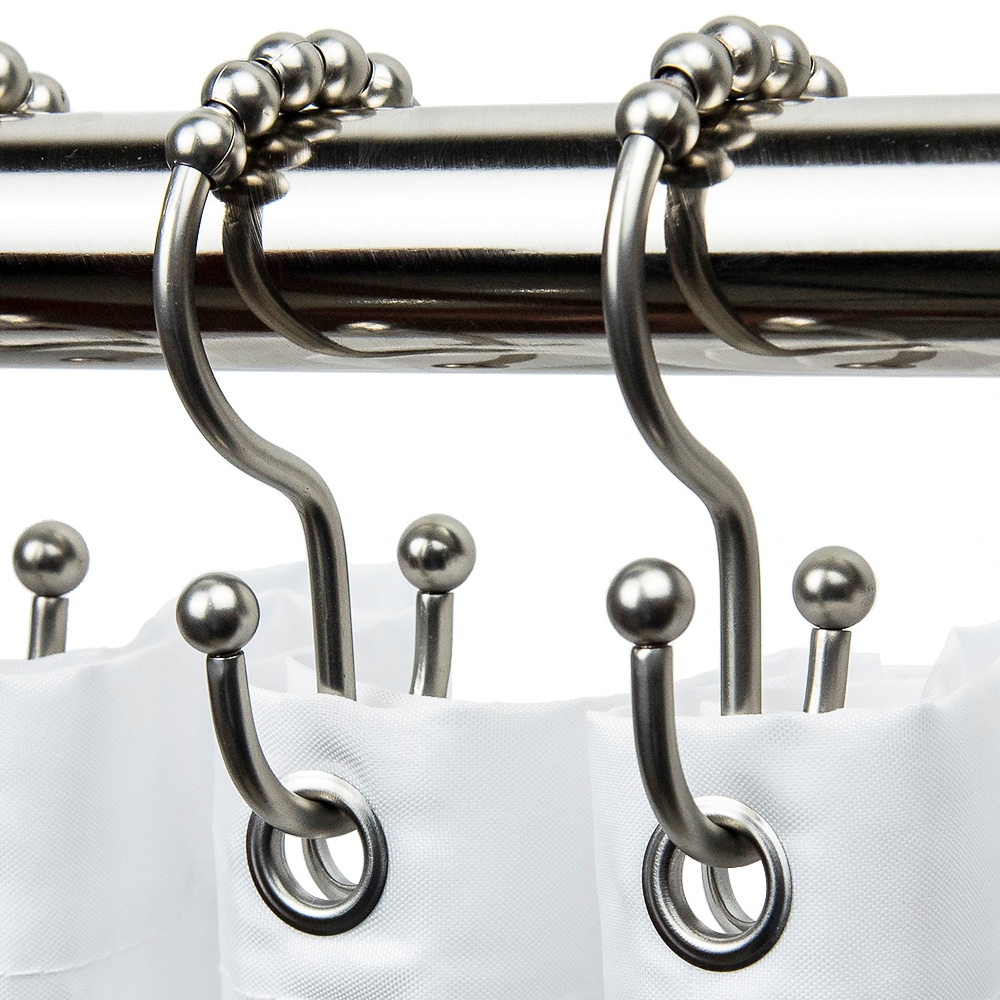 Allen Roth Brushed Nickel Stainless Steel Double Shower Curtain Hooks 12 Pack In The Rings Department At Lowes Com