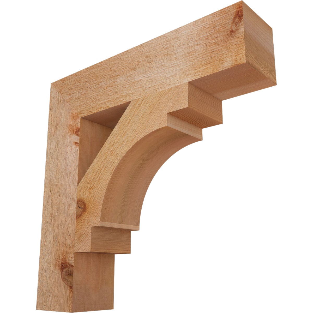 Ekena Millwork BKT04X18X18MRC05RWR Merced block rough sawn 4-in x 18-in x 18-in Western red cedar Brown Wood Standard bracket