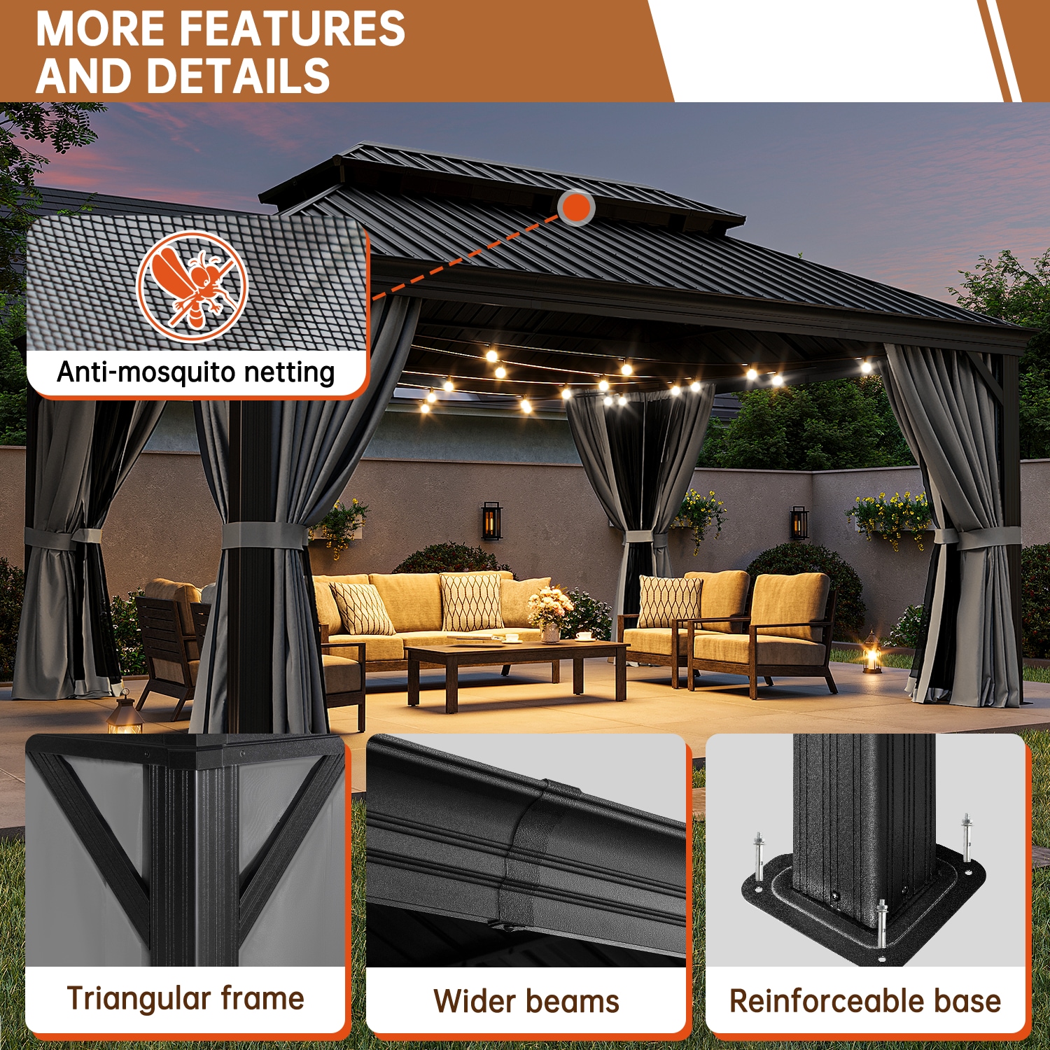 AOXUN AX-00602G Wood-Resin-Gazebos - View #4