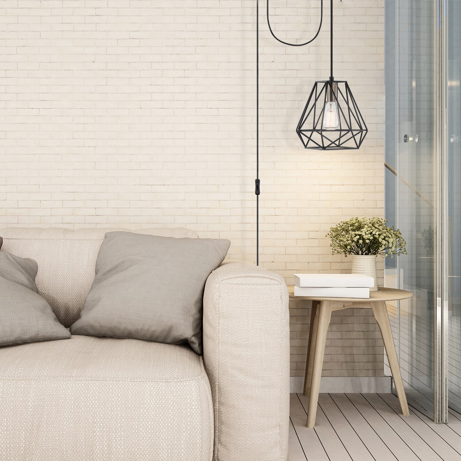Sansa Dark Bronze Geometric Cage Pendant Light