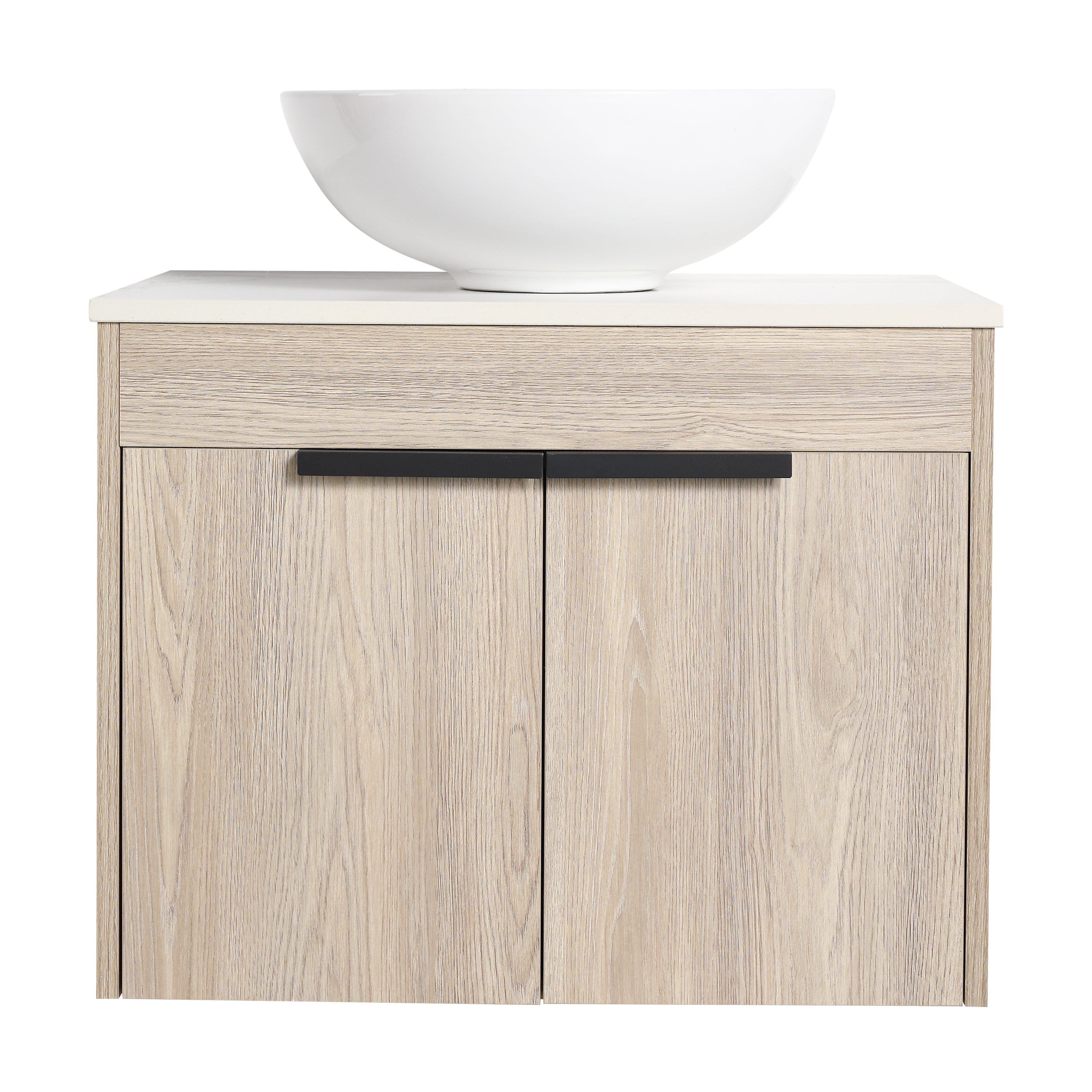 Tatayosi T99S00015 24 Inch Modern Design Float Bathroom Vanity With Ceramic Basin Set Wall Mounted White Oak Vanity With Soft Close Door KD Packing KD Packing 2 Pieces Parcel TOP