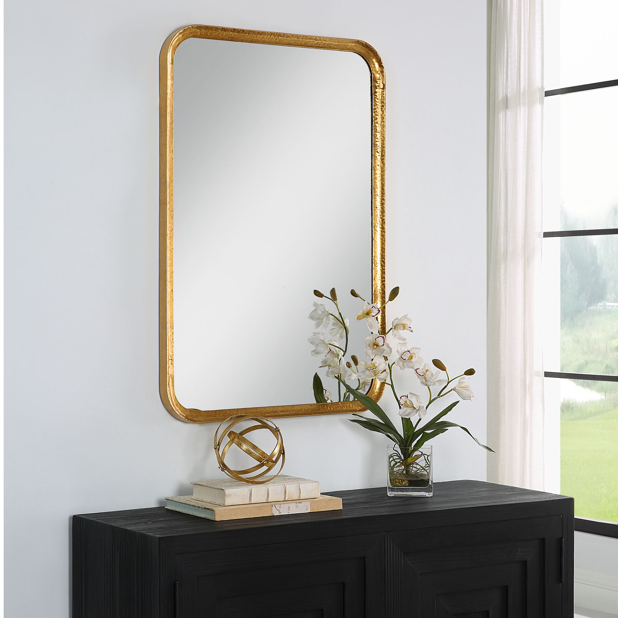S/2 Gold Leaf Mirror Frames Incl 4x6 & 5x7