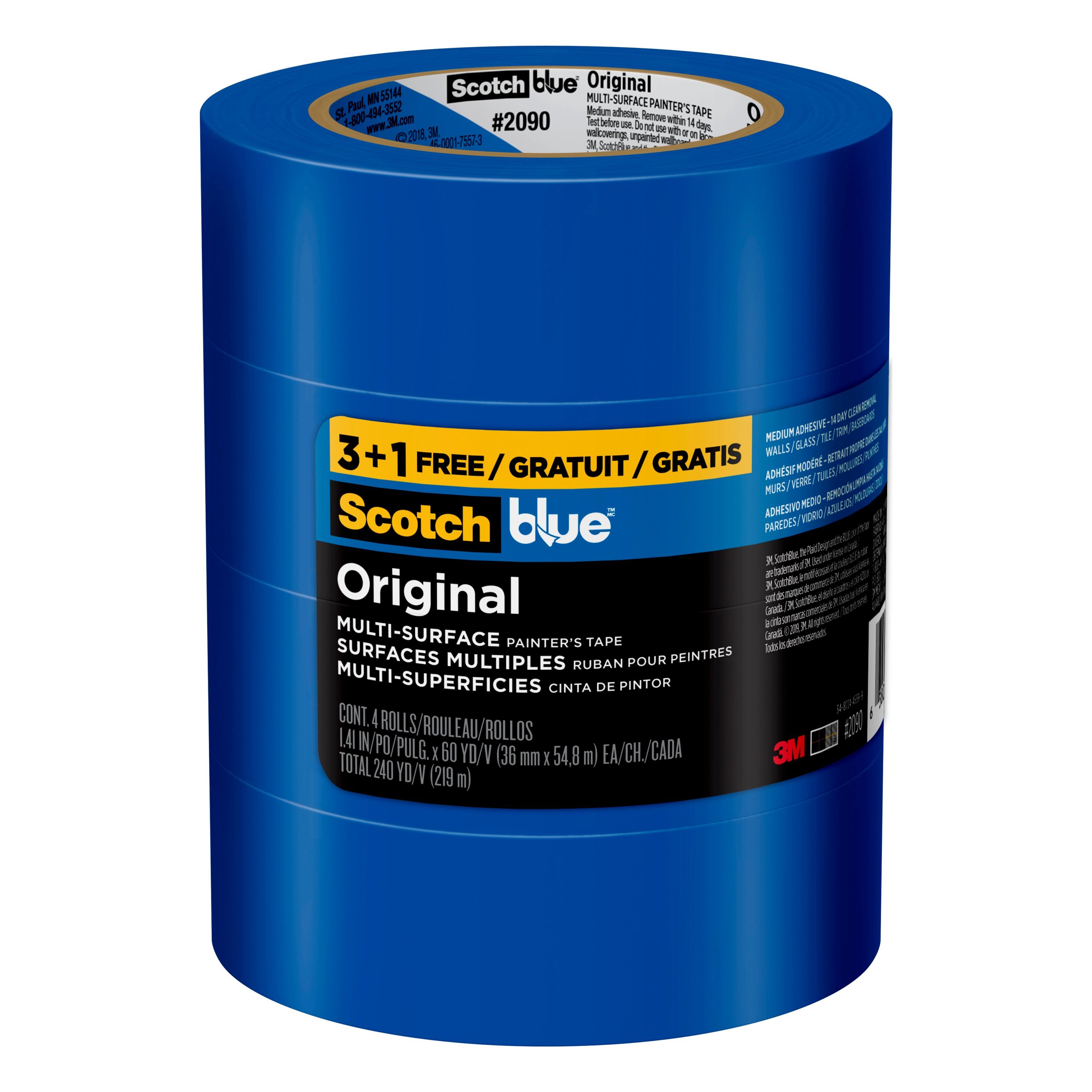 560105-B - RPI Color Coded Multi-Purpose Laboratory Tape, 3 Inch Core, 1  Inch Wide, 2,160 Inches per Roll, Blue