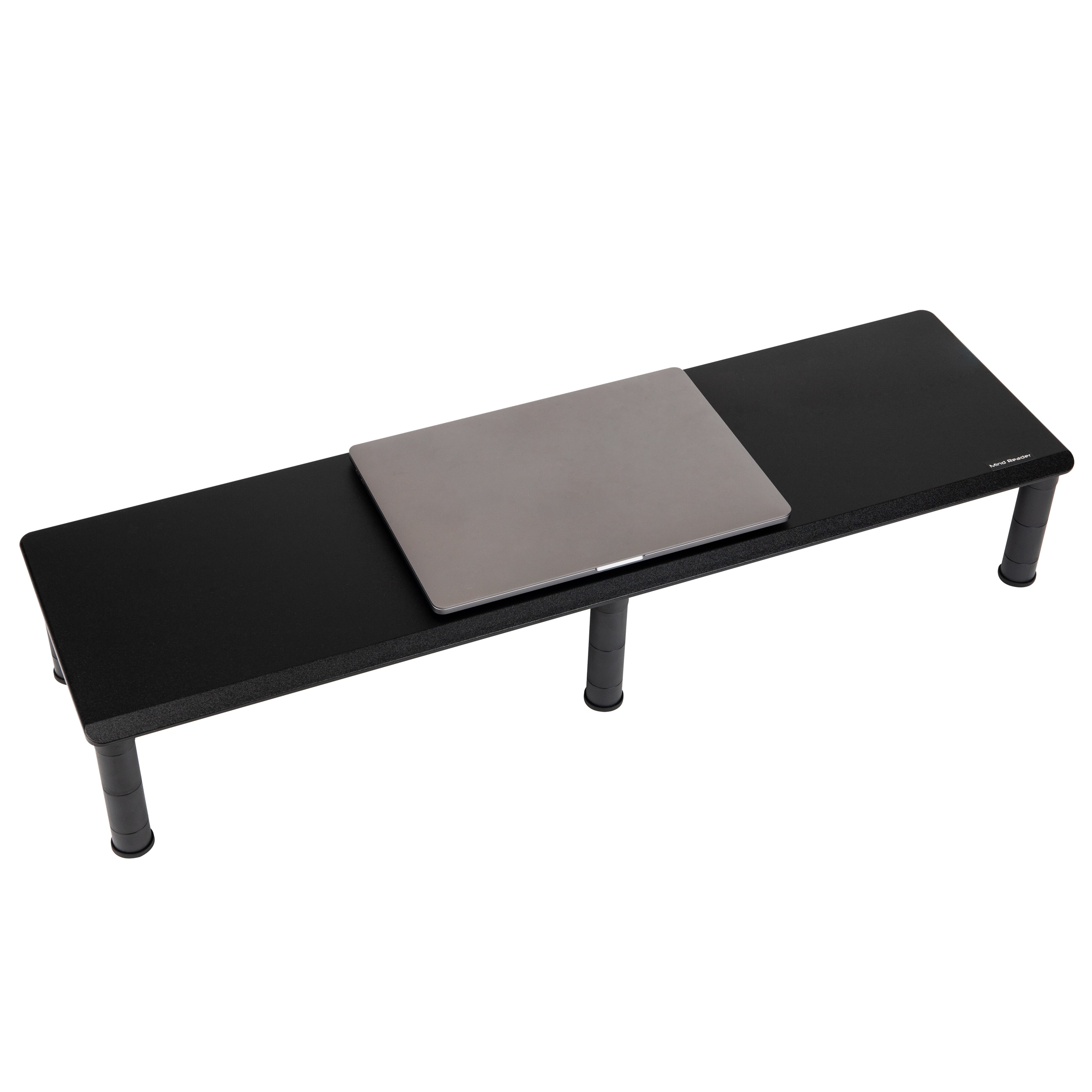 Black Adjustable MDF Dual Monitor Desktop Stand