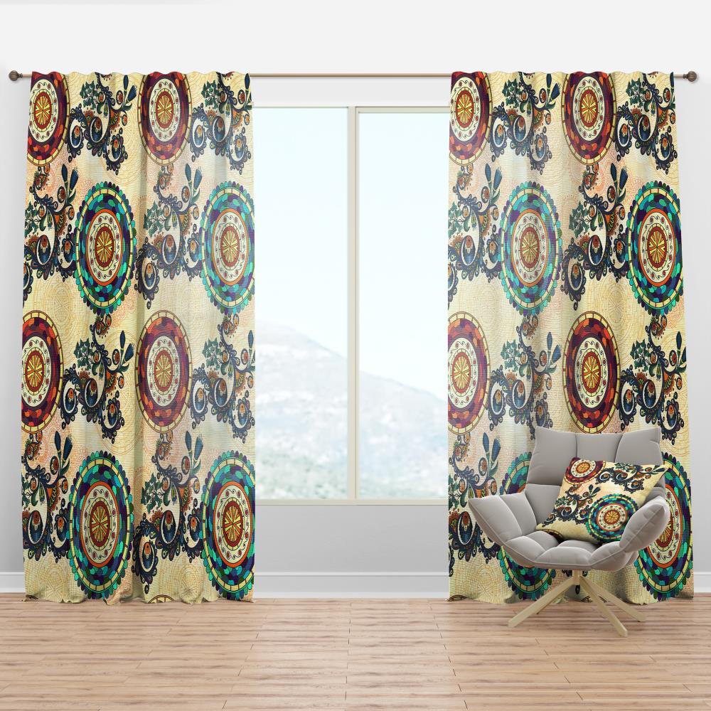Designart CTN18907-52-95 95-Inches Yellow Paisley Room darkening Thermal lined Rod pocket Single curtain panel