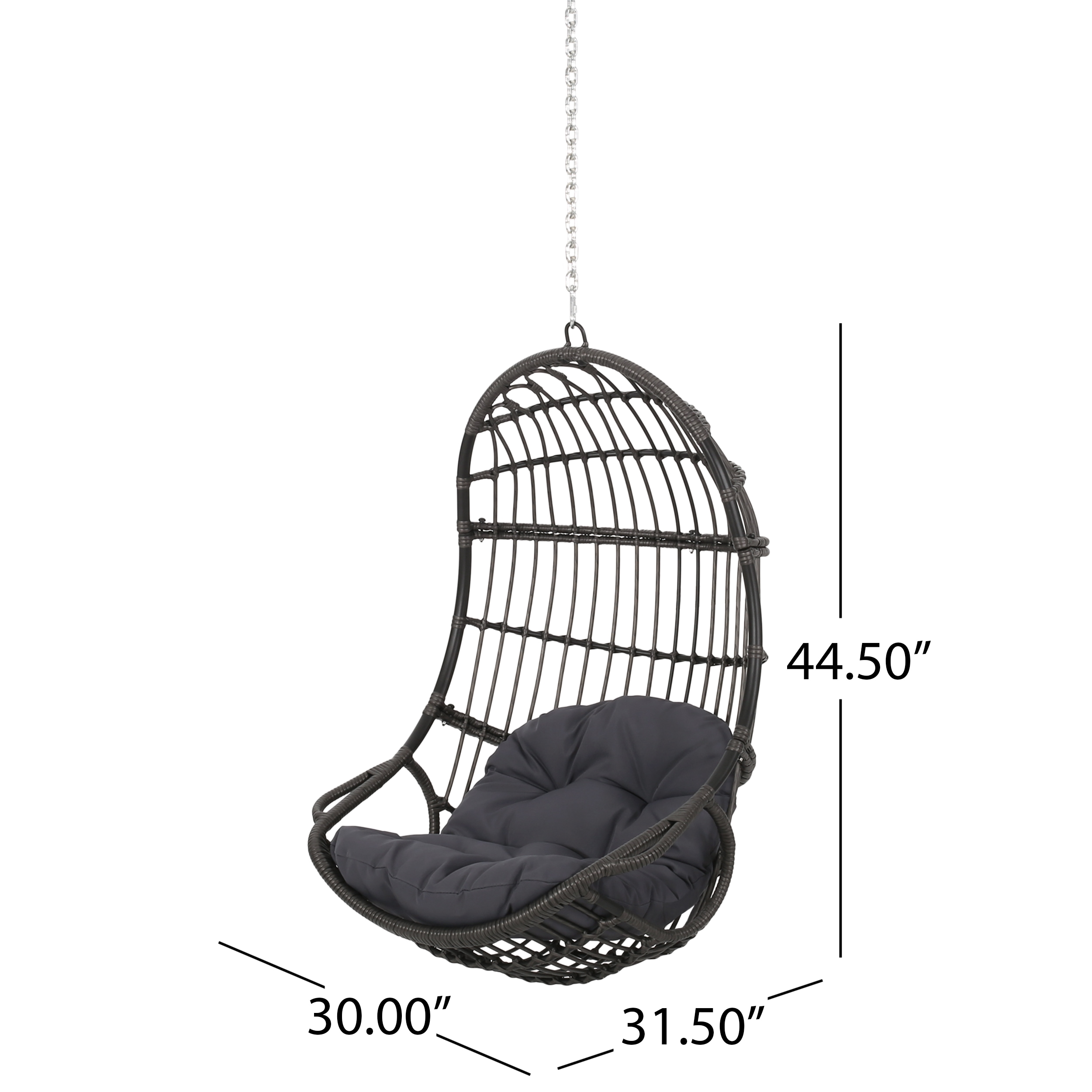 ritme roze Concentratie Best Selling Home Decor Richards Rattan Frame Hanging Egg Chair(s) with  Gray Cushioned Seat in the Patio Chairs department at Lowes.com