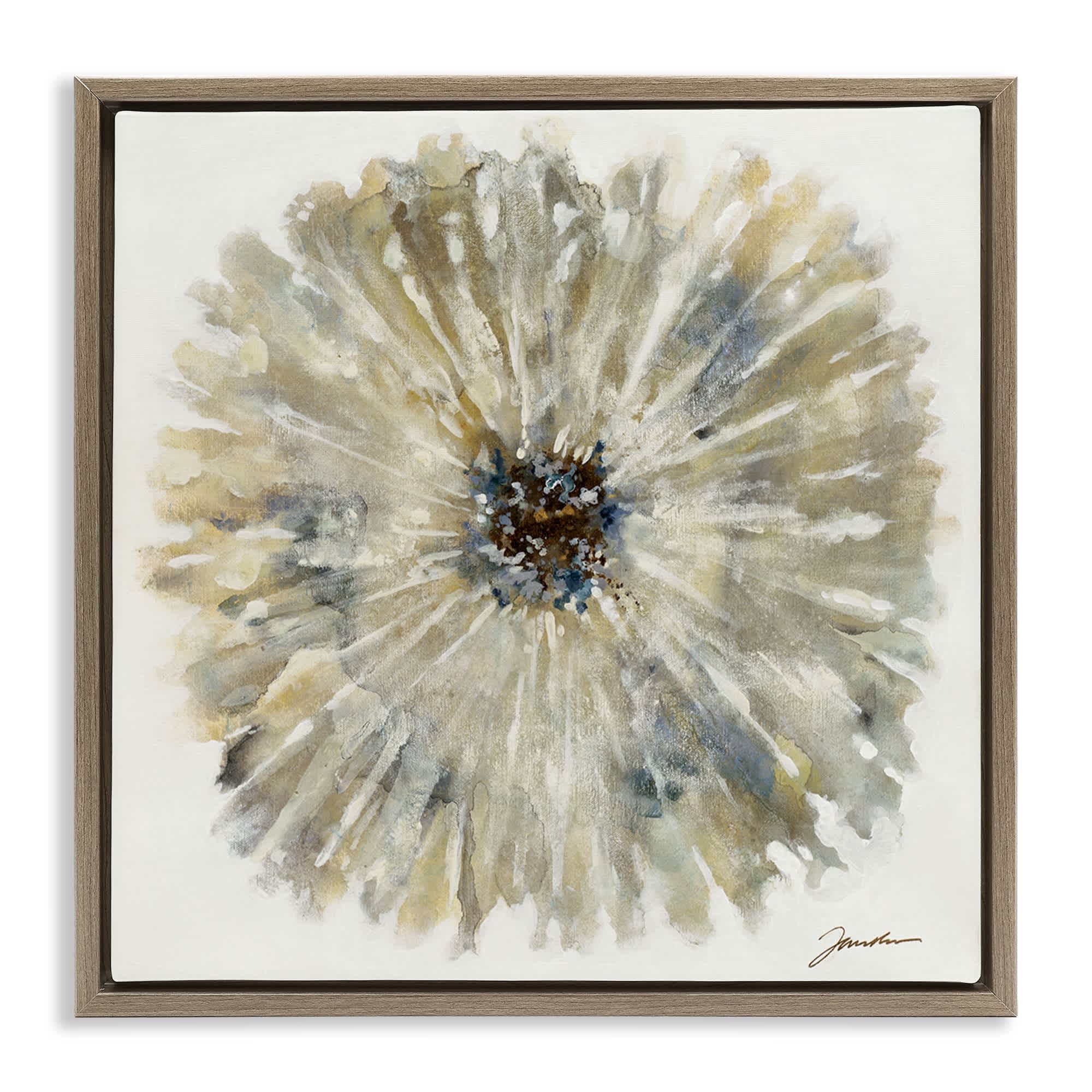 Stupell Industries BS-623-FFE-24X24 Neutral Rustic Abstract Flower Floating Frame design by Liz Jardine