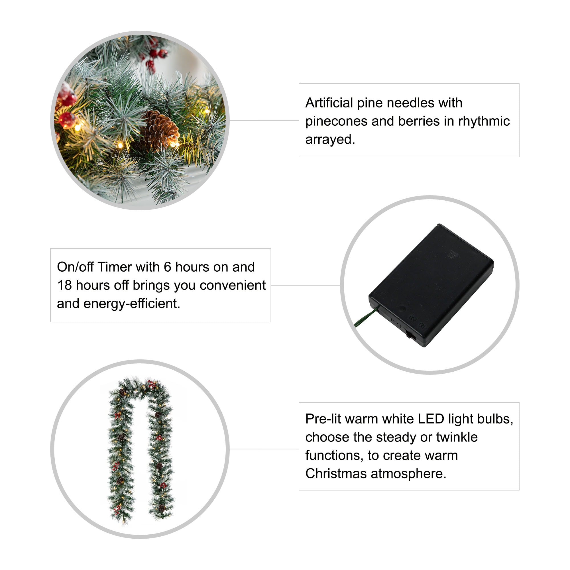 Glitzhome 2016000024 Artificial-Christmas-Garland - View #4