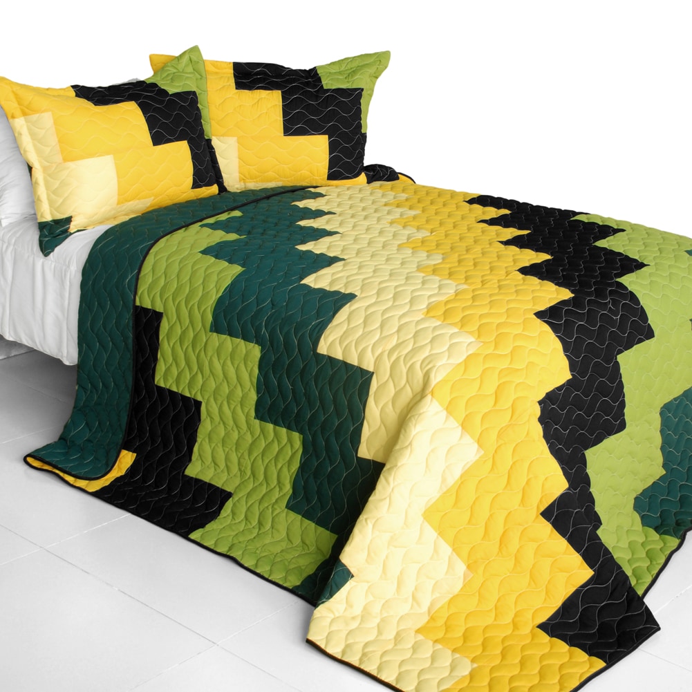 Slickblue 3 Piece Reversible Patchwork Quilt Bedding Multicolor Full/Queen Quilt Set for Bedroom and Guest Room