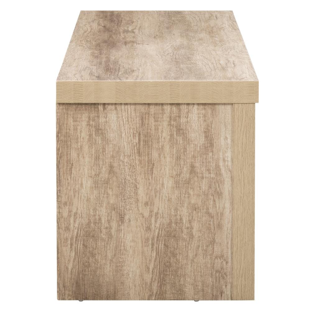 Joliet Warm Beige & White Distressed TV Stand with Cabinet for 80" TVs