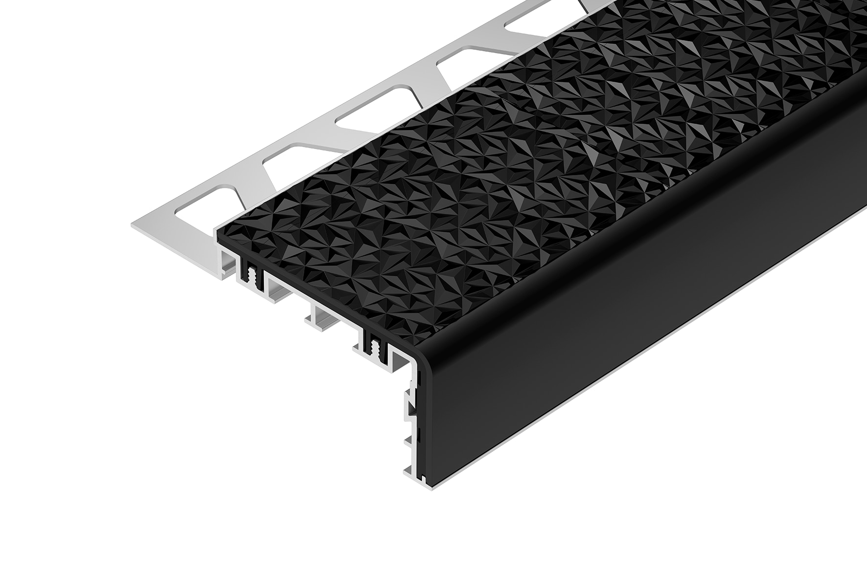 Schluter Systems TVL60GS110/100 Trep-V 0.437-in W x 39-in L Black Aluminum Stair nose Tile Edge Trim