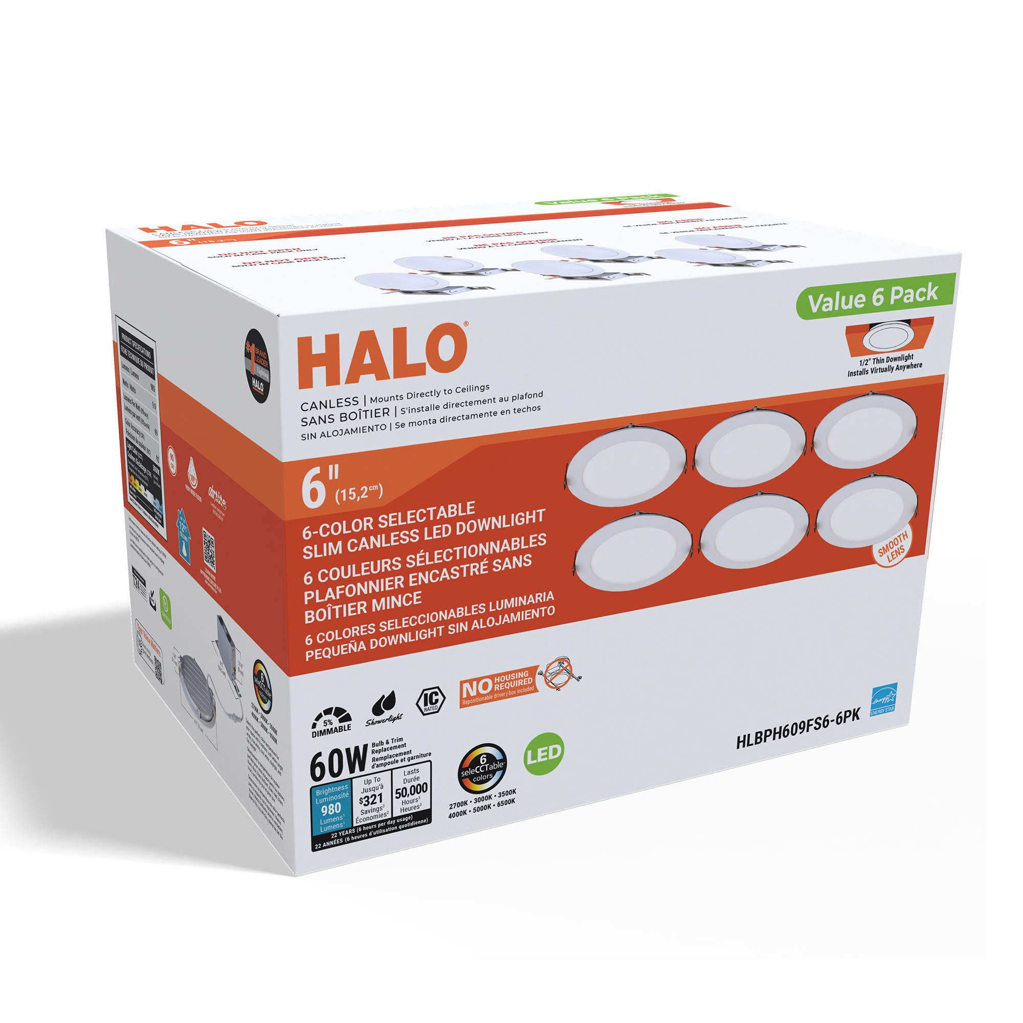 Halo HLBPH609FS6-6PK Led-Retrofit-Downlight - View #2