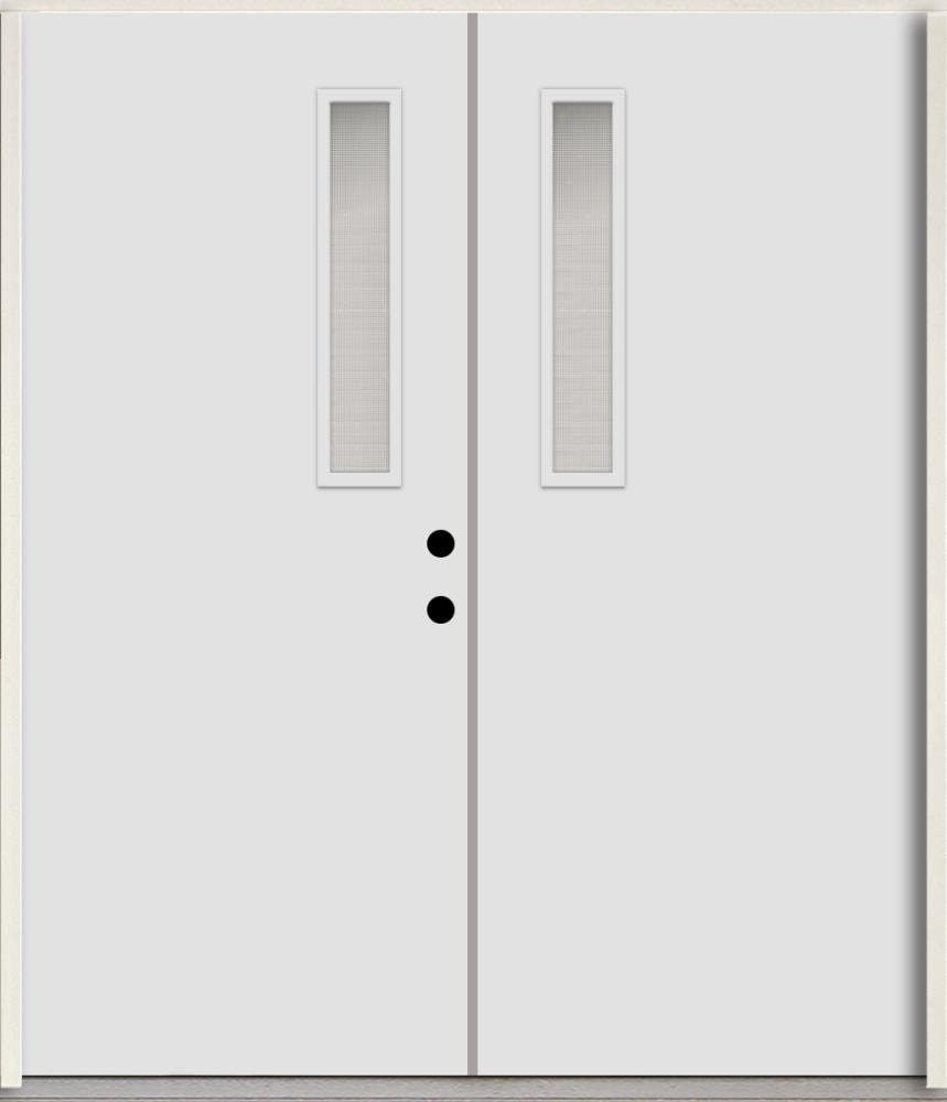 RELIABILT LO1063622 Spotlights 72-in x 80-in x Fiberglass 1/4 lite Left-hand inswing Arctic White Paint Painted Prehung Double Front Door Insulating core