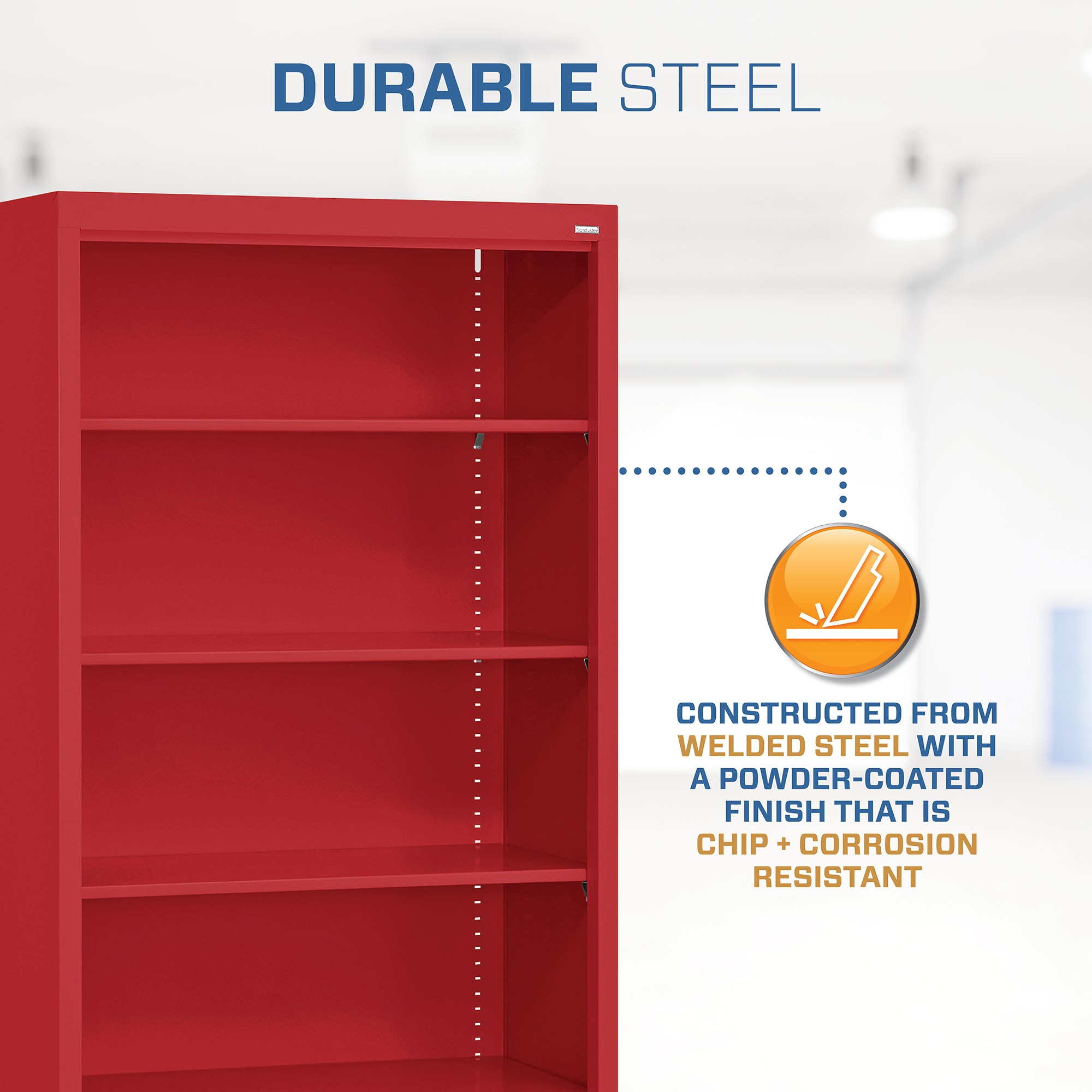 Red Steel Mobile Bookcase with Adjustable Shelves, 78" Height