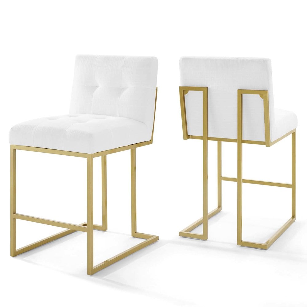 Modway BG3134983 Privy Gold Stainless Steel Upholstered Fabric Counter Stool Set of 2