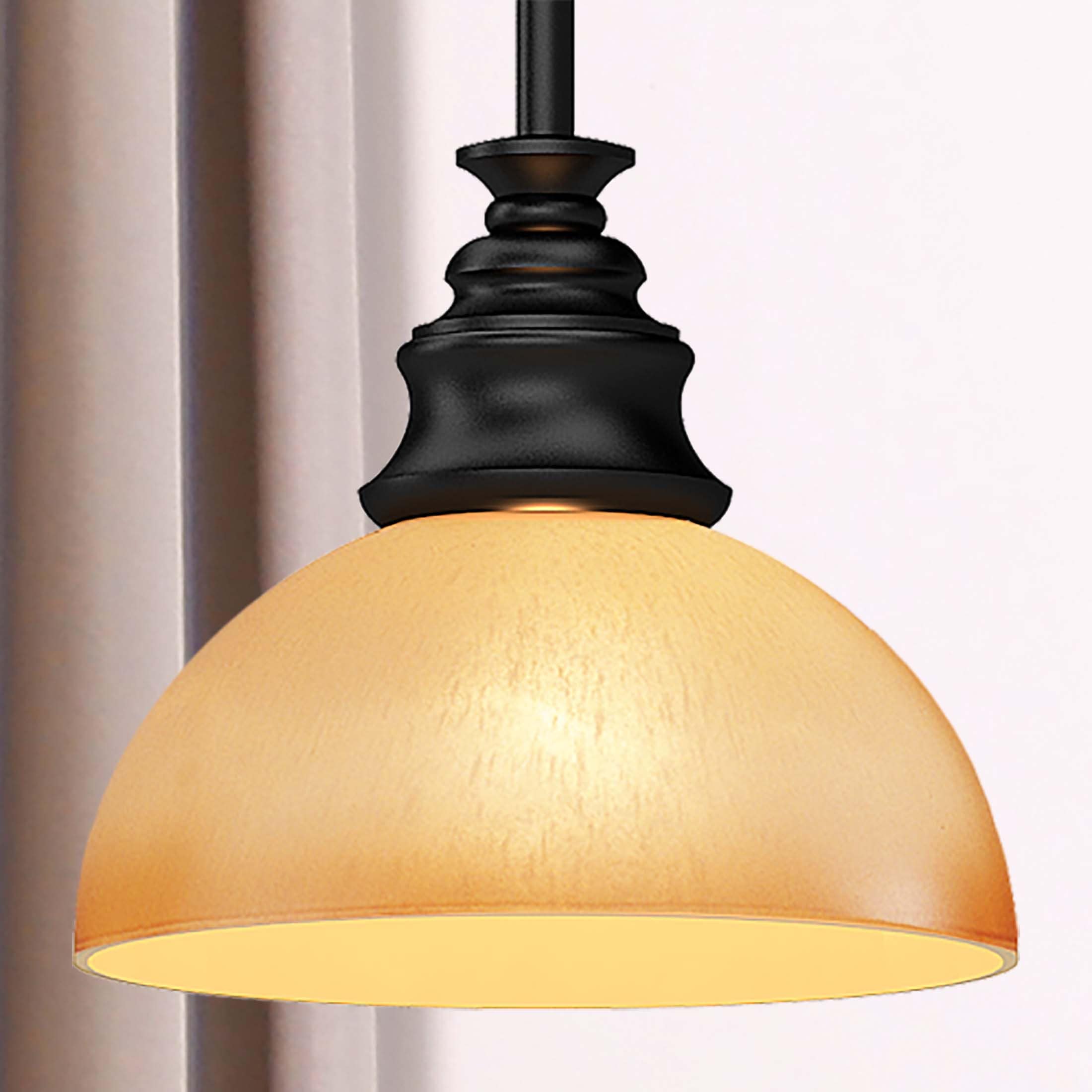 Rainier Bronze Mini Pendant with Sandstone Glass Shade