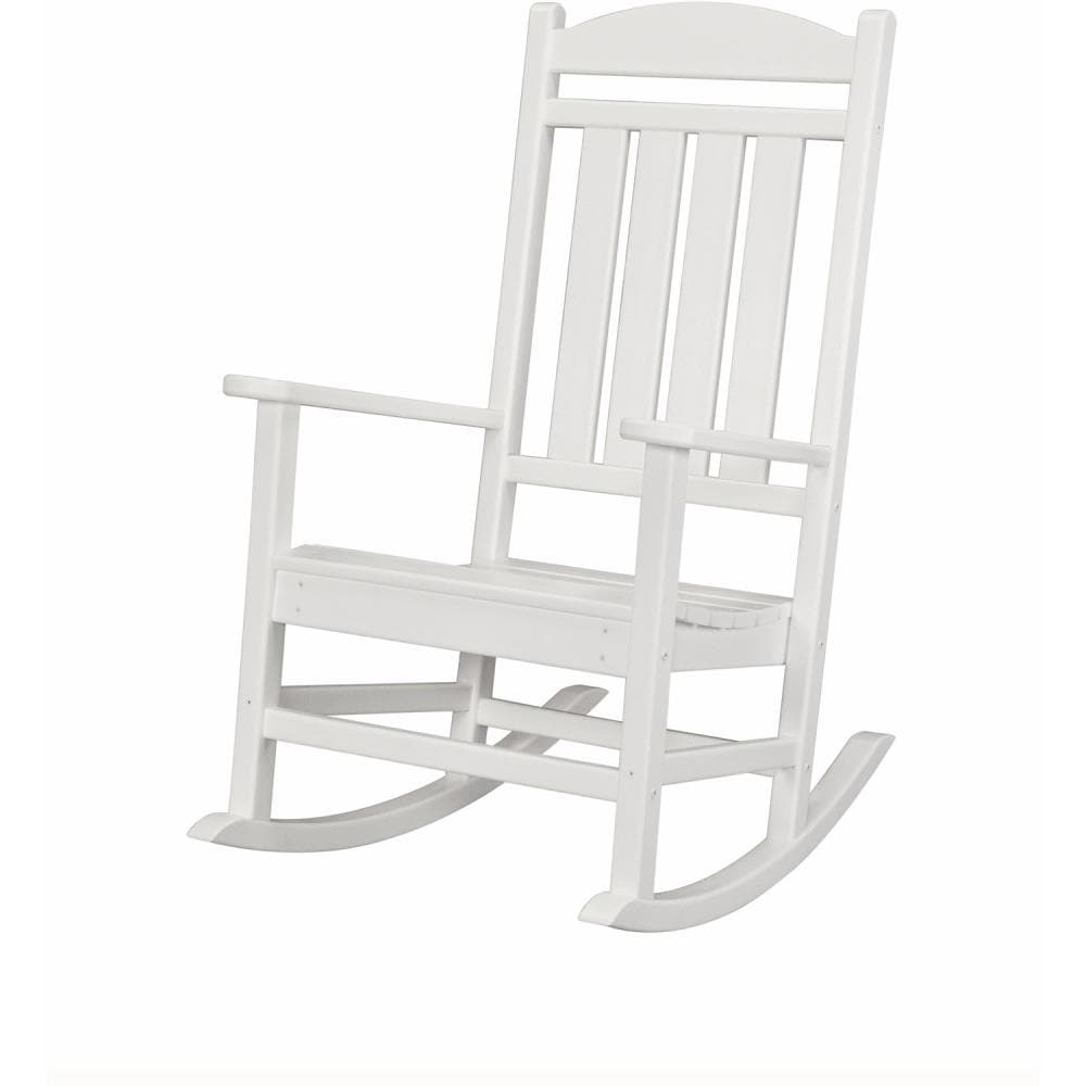 Hanover HVR100WH Pineapple Cay White HDPE Frame Rocking Chair with White Slat Seat