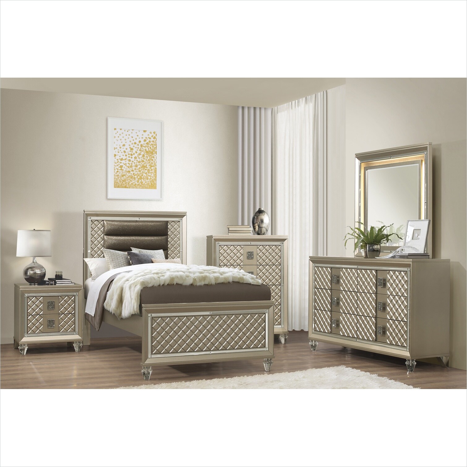 gold trim dresser Dakota Wide Dresser