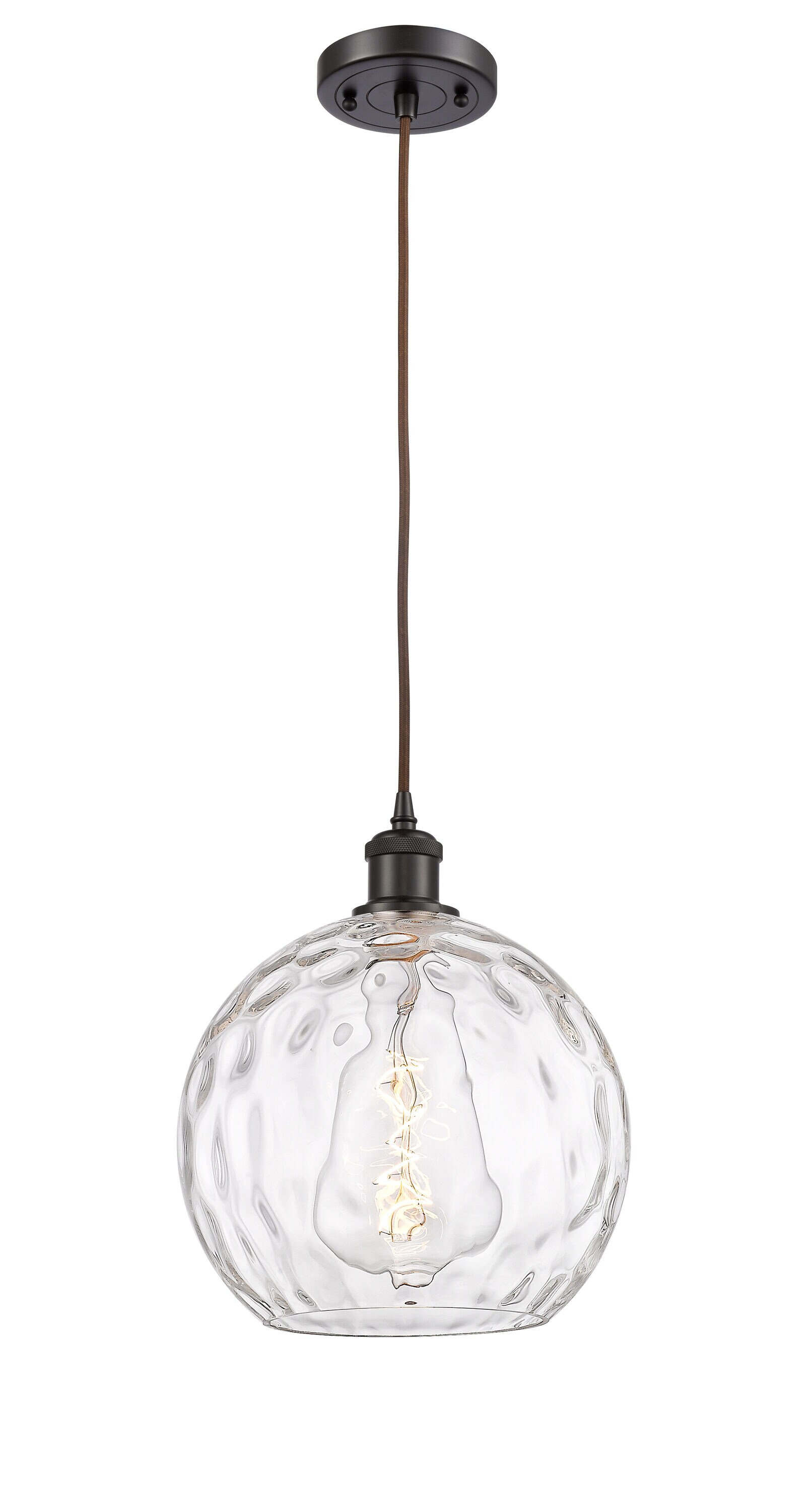 Innovations Lighting 516-1P-OB-G1215-10 Athens Water Glass Oil Rubbed Bronze, Clear Water Glass Industrial Clear glass Globe Medium Hanging Pendant light