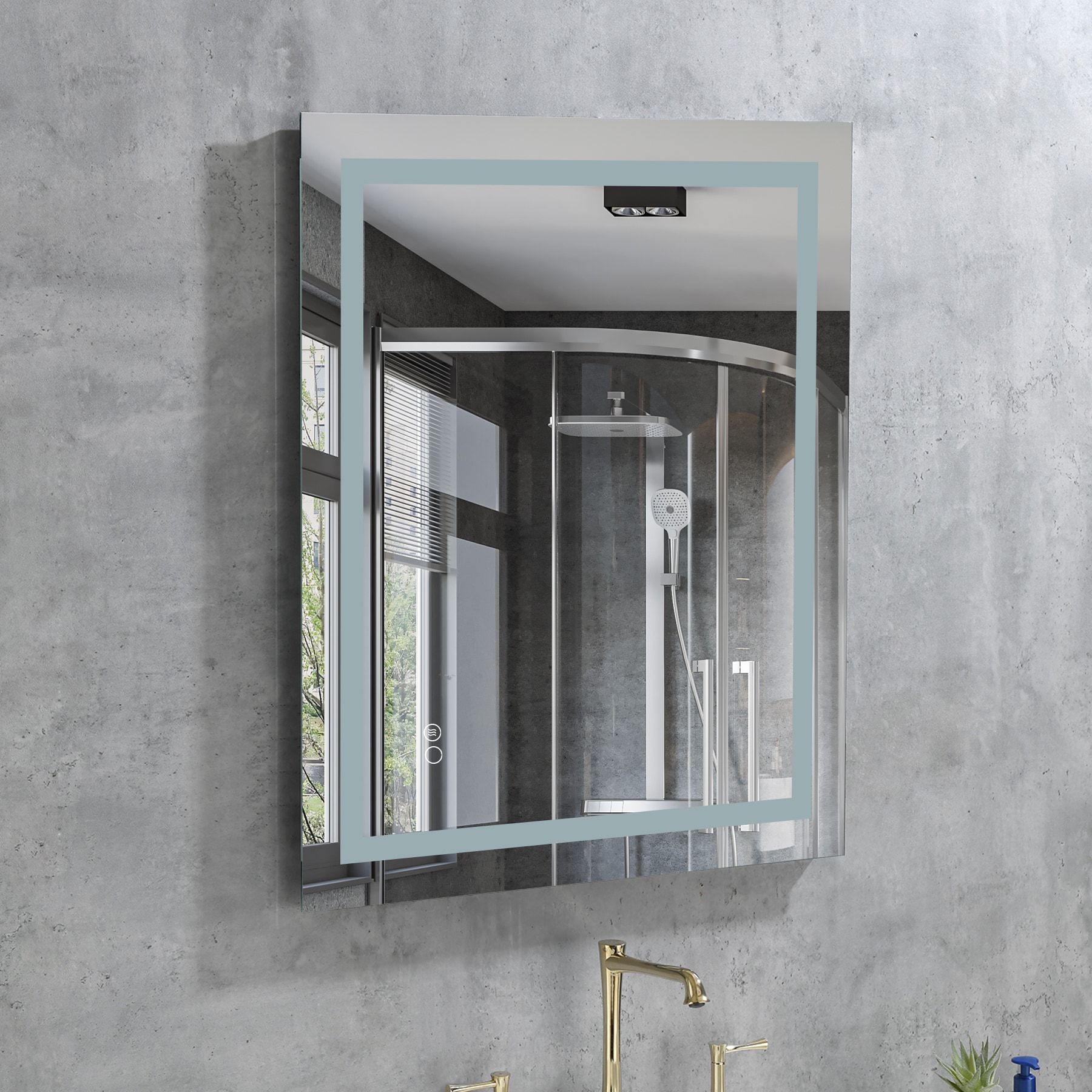 WELLFOR Bathroom Mirror 36-in W X 30-in H LED Lighted White Rectangular ...