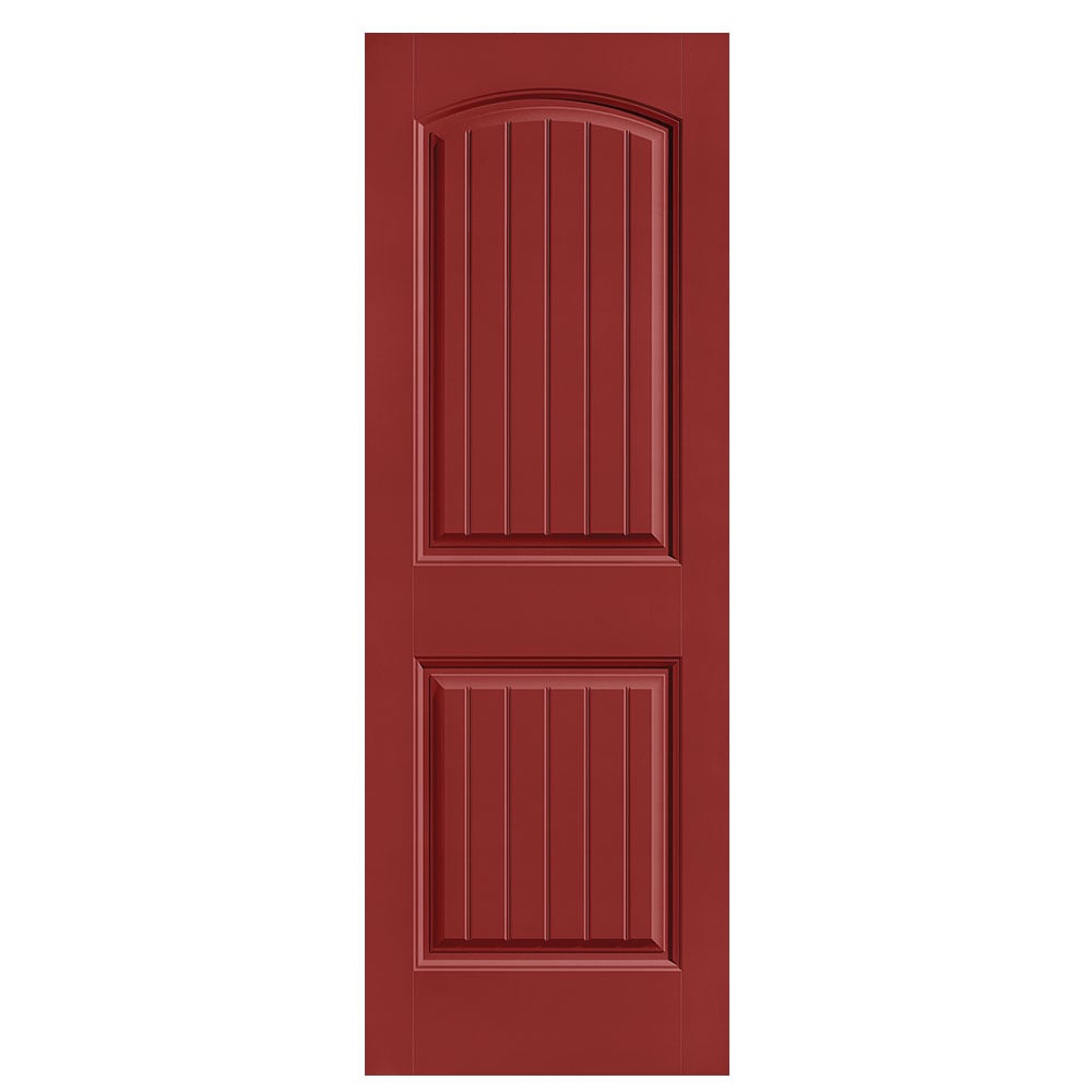 Masonite 1443702 Cheyenne 28-in x 80-in Barn Red 2-panel round top plank Smooth Solid core Prefinished Molded composite Slab Door