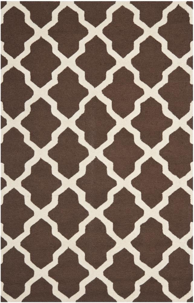 Safavieh CAM121H-5 Cambridge Mosaics 5 x 8 (ft) Tufted Wool Dark Brown/Ivory Rectangular Indoor Trellis Area rug