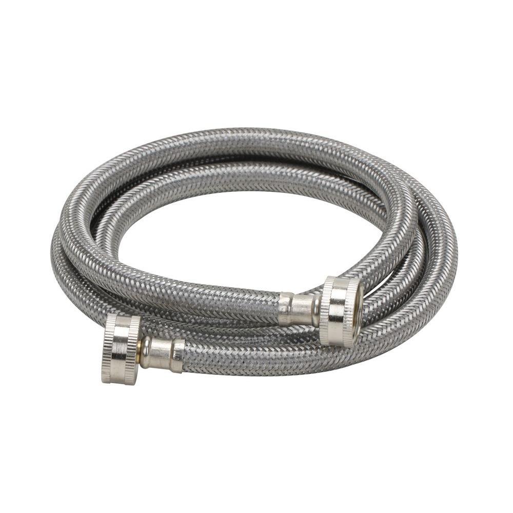 Fluidmaster 2-Pack 60-in 3/4-in Hose Thread Inlet x 3/4-in Hose Thread  Outlet Braided Stainless Steel Washing Machine Connector at