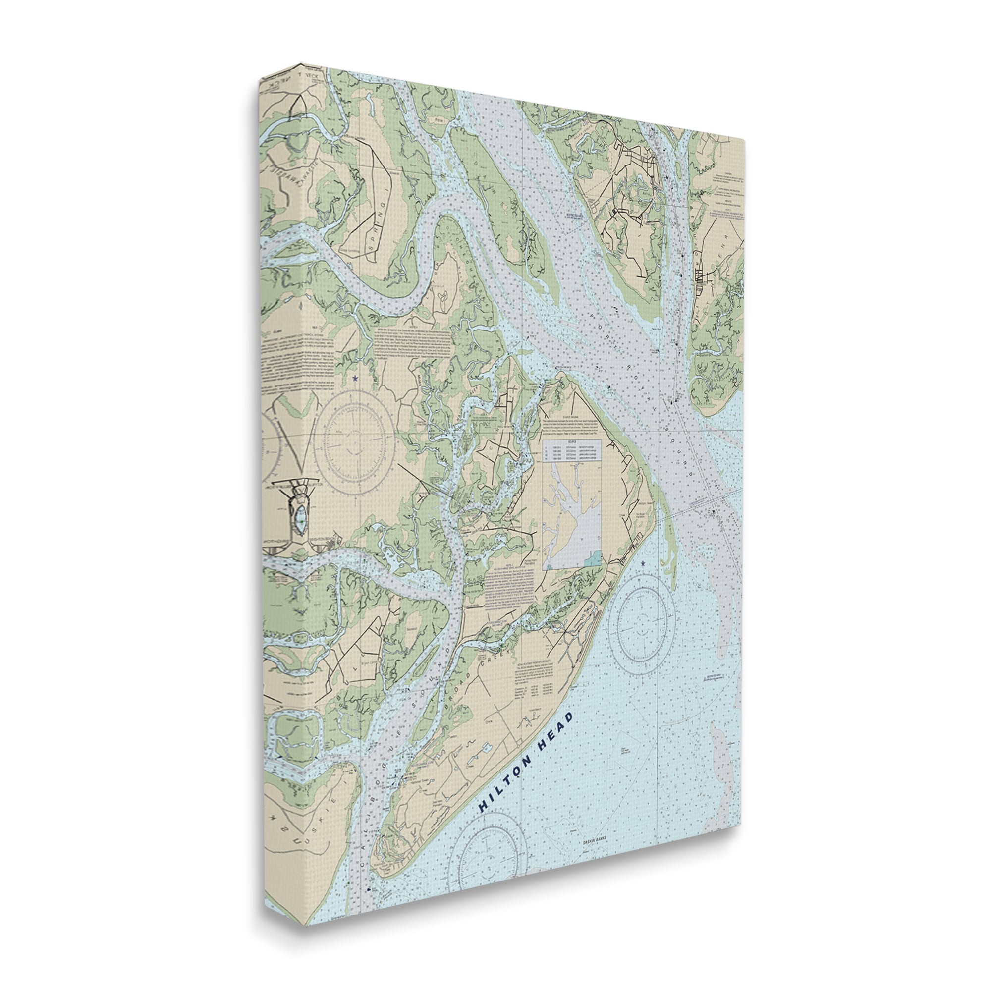 Stupell Industries AF-077-CN-36X48 Hilton Head South Carolina Coastal Nautical Map Daphne Polselli Gallery Wrapped Canvas 48-in H x 36-in W Maps Canvas Print