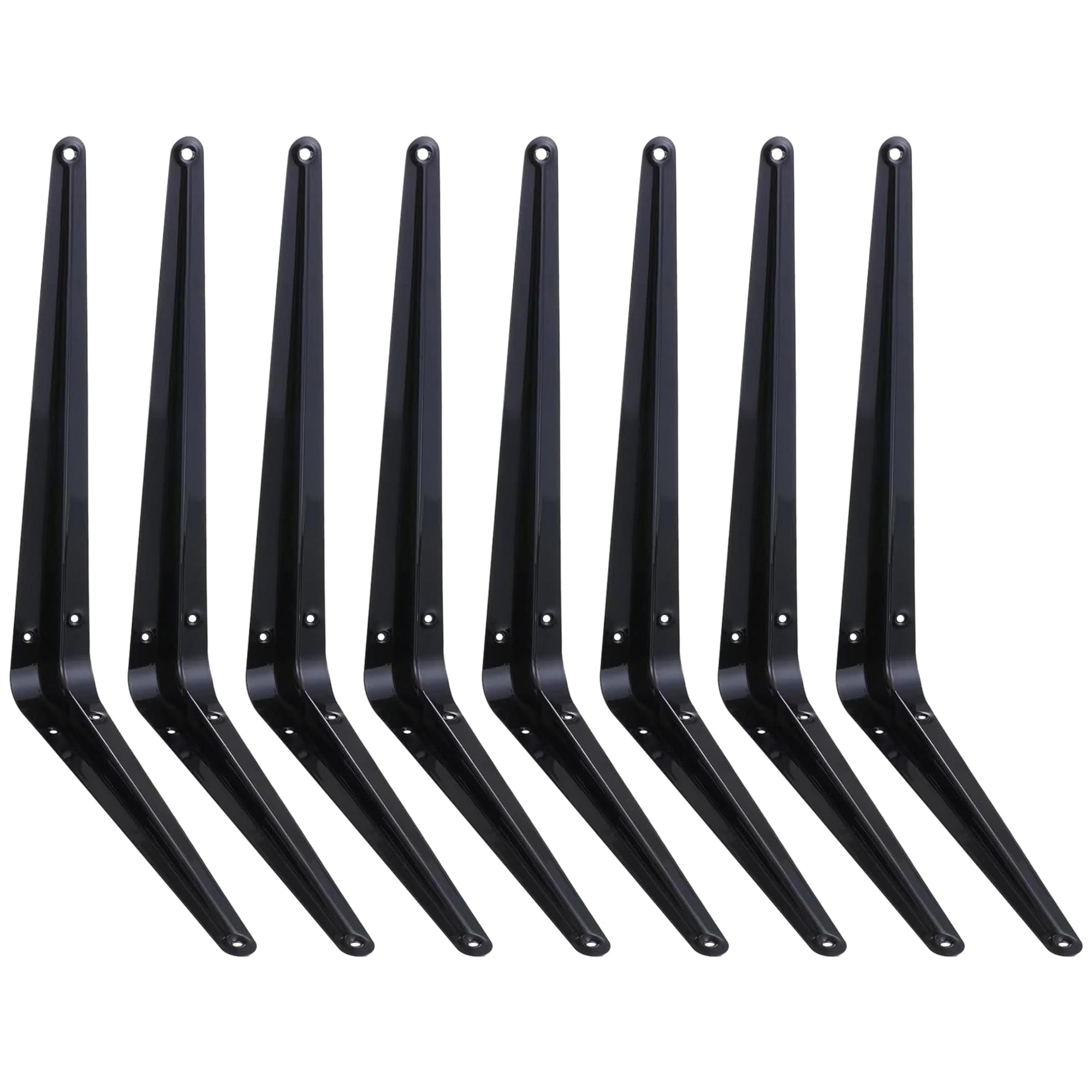 Misopily  8 pack shelf brackets 12 inch black metal L bracket for wood shelves wall mount corner brace fits boards 12 to 14 inch includes screws