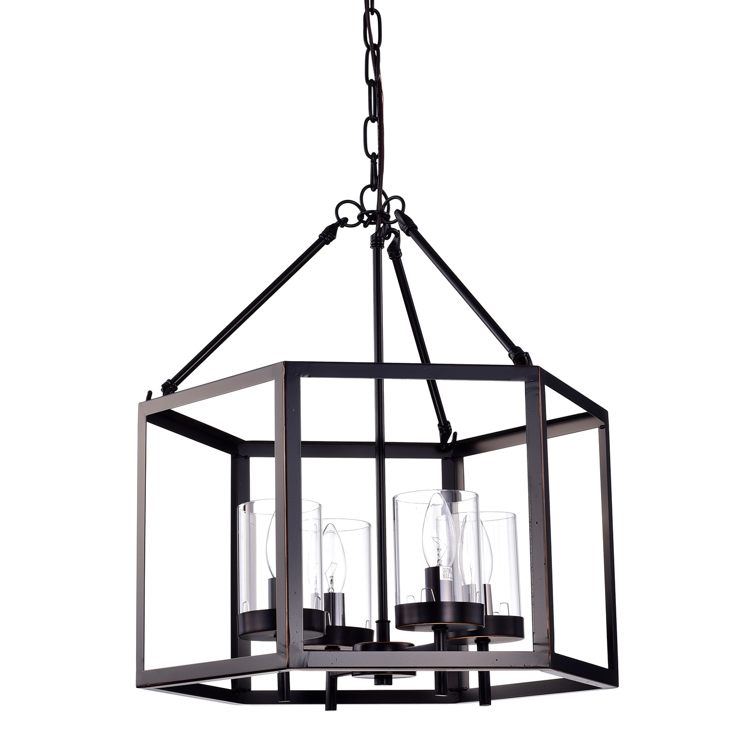 Oil Rubbed Bronze 4-Light Hexagon Cage Chandelier