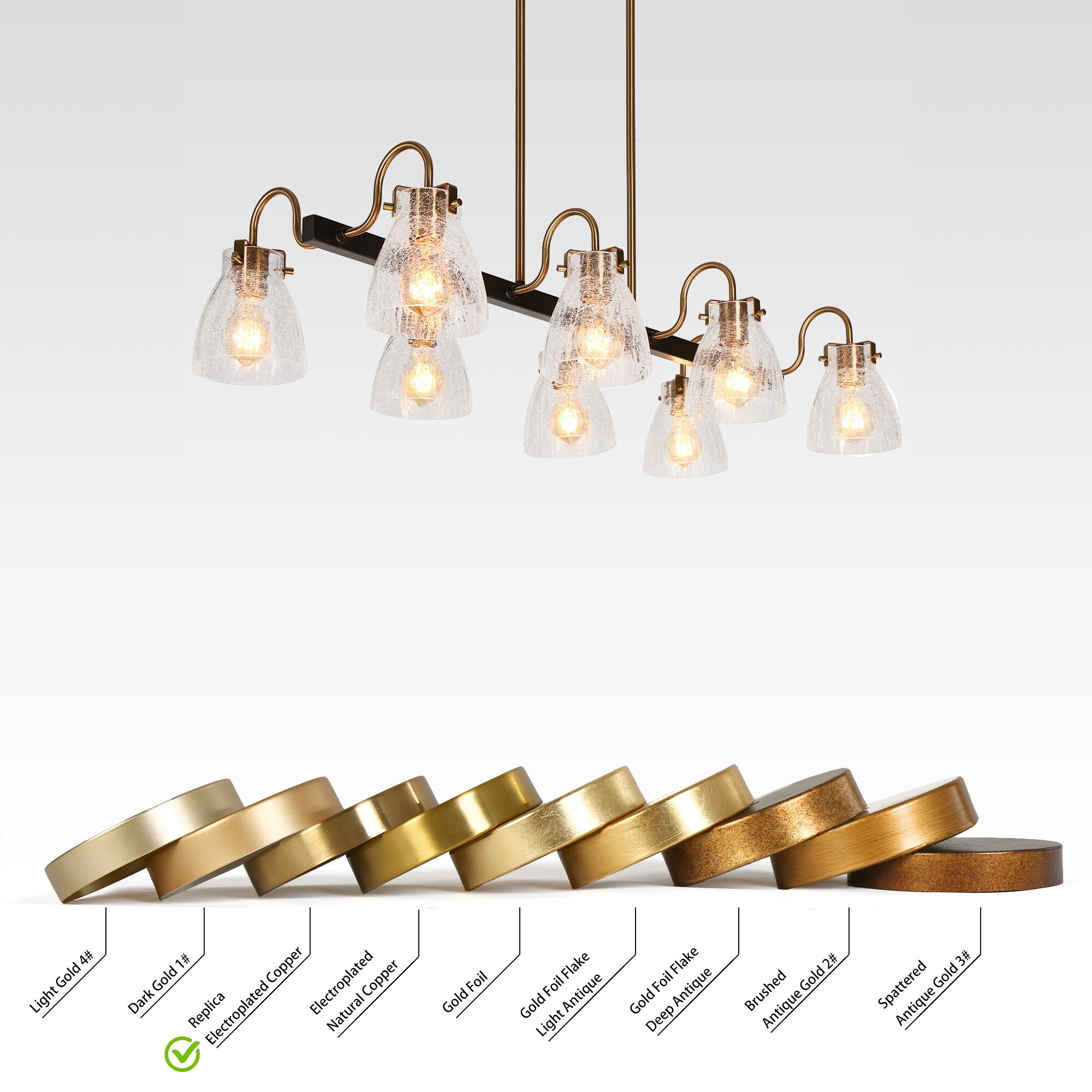 Dawn Industrial 8-Light Matte Black and Brass Kitchen Island Chandelier