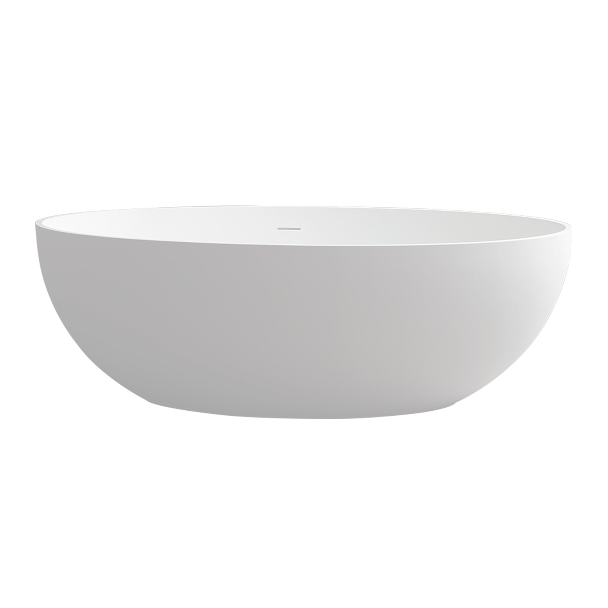 Vanityfus 67 in. Solid Surface Free-Standing Bathtub with Centre Drain in Matte White