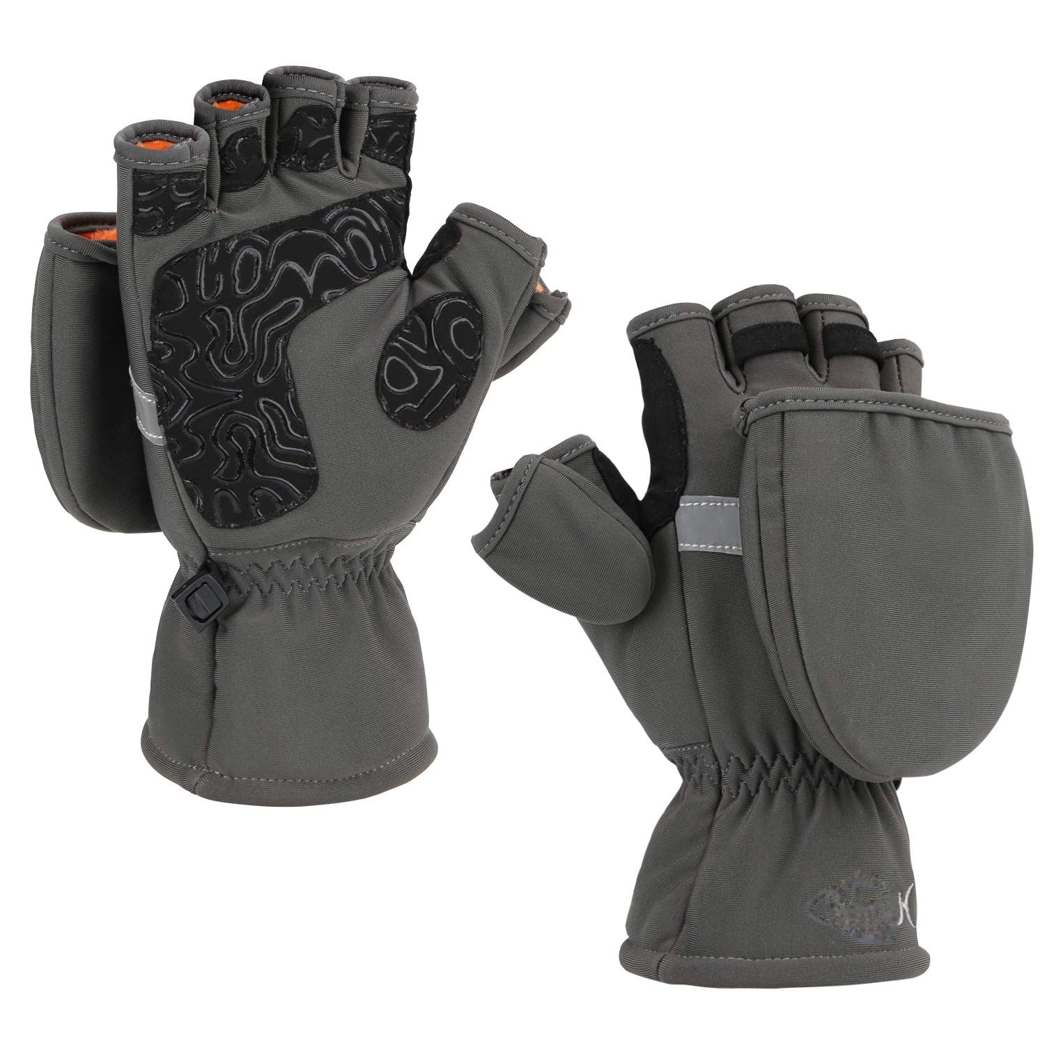 UUDULY  Ice Fishing Gloves Convertible Mittens Flip Fingerless Mitt with Thinsulate Warm for Cold Weather Winter Men Women Photography Running