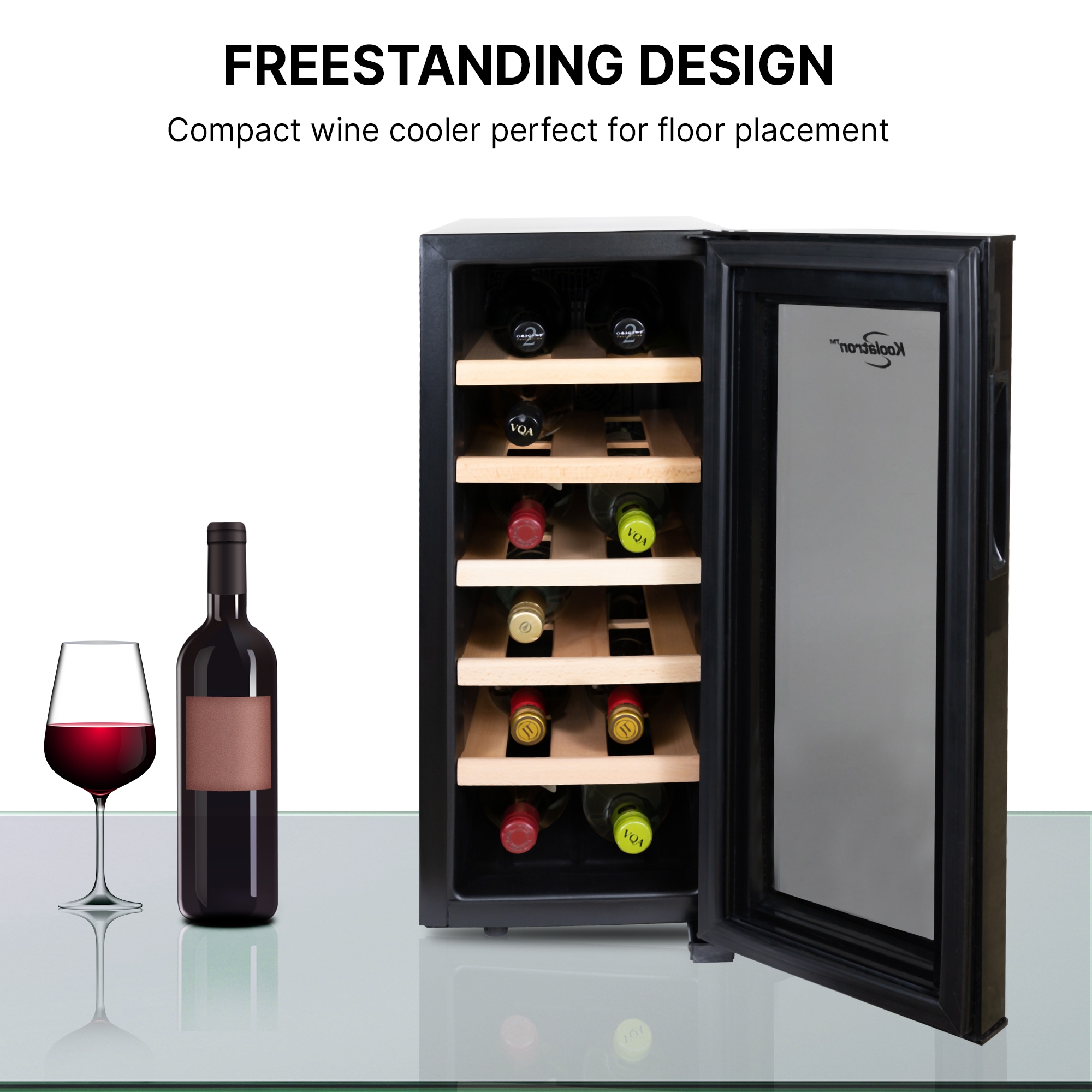Home 12 Bottle 1.2 Cu.Ft Digital Temperature Control Wine Cooler Fridge  Stand